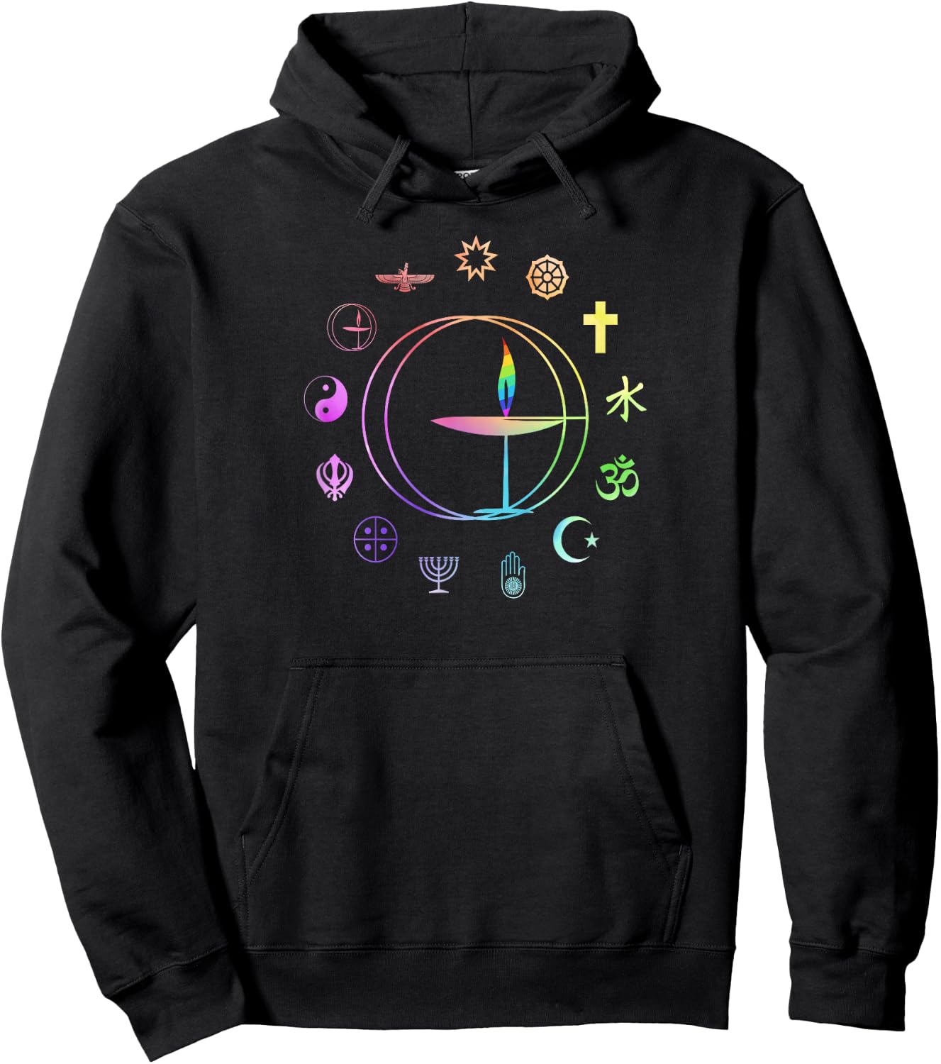 Unitarian Universalist T Shirt - Rainbow UU Chalice Hoodie - Hoodie | Black