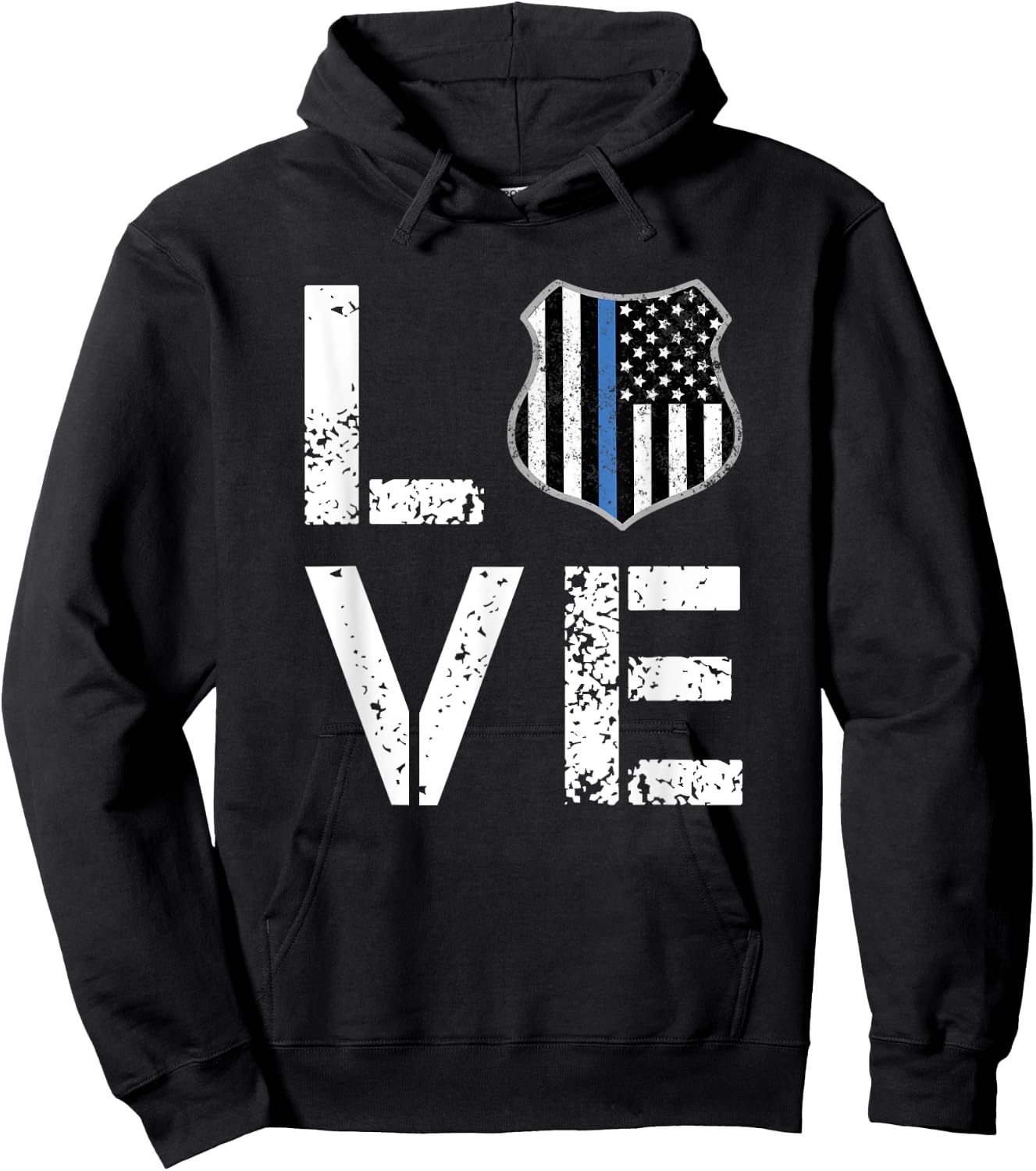 I LOVE Police Shirt Thin Blue Line Law Enforcement Gift Hoodie - Hoodie | Black