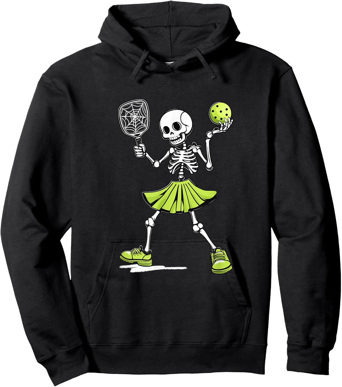 Spooky Pickleball Halloween Skeleton Costume Women Hoodie - Hoodie | Black