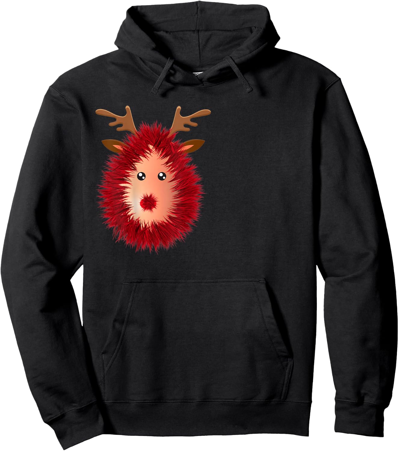 Funny Reindeer Boobs Ugly Christmas Sweater Tinsel Deer Nose Hoodie - Hoodie | Black