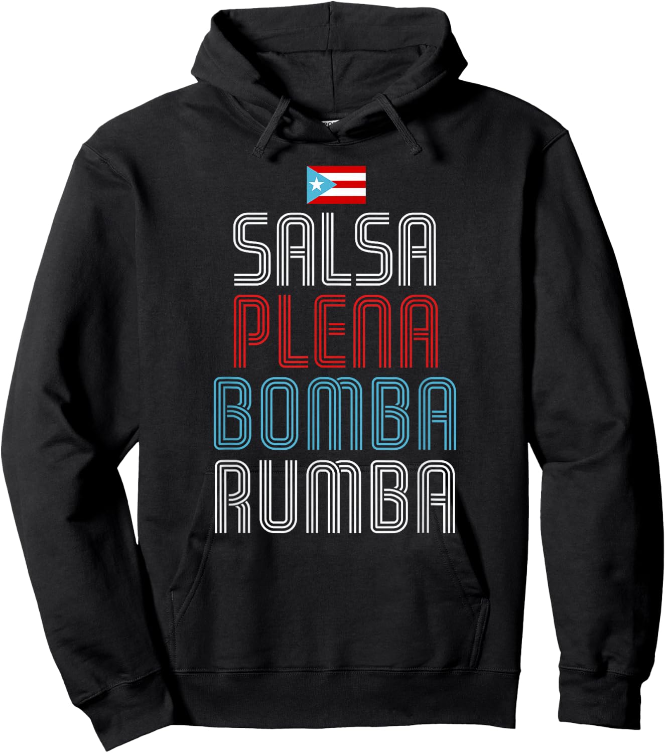 Puerto Rico Flag Music Salsa Plena Bomba Rumba Hoodie - Hoodie | Black
