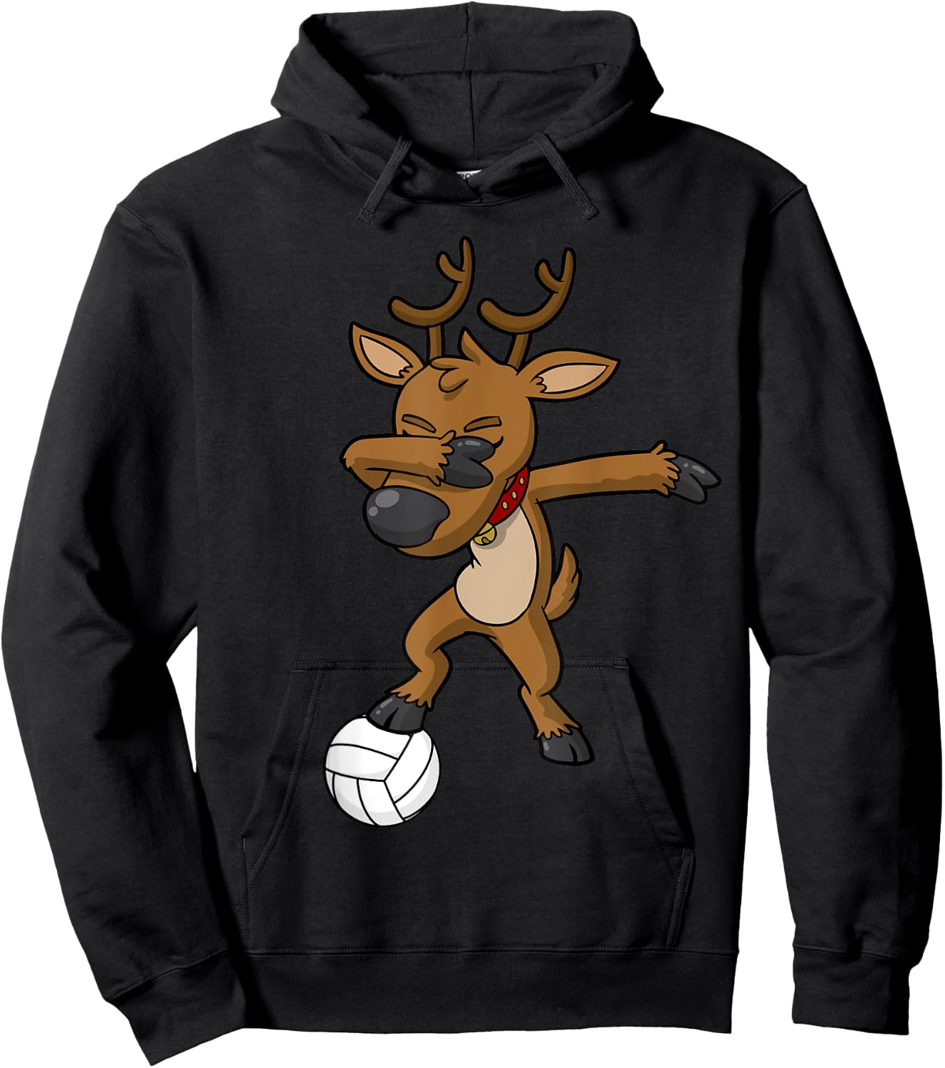 Volleyball Dabbing Reindeer Christmas Hoodie - Hoodie | Black