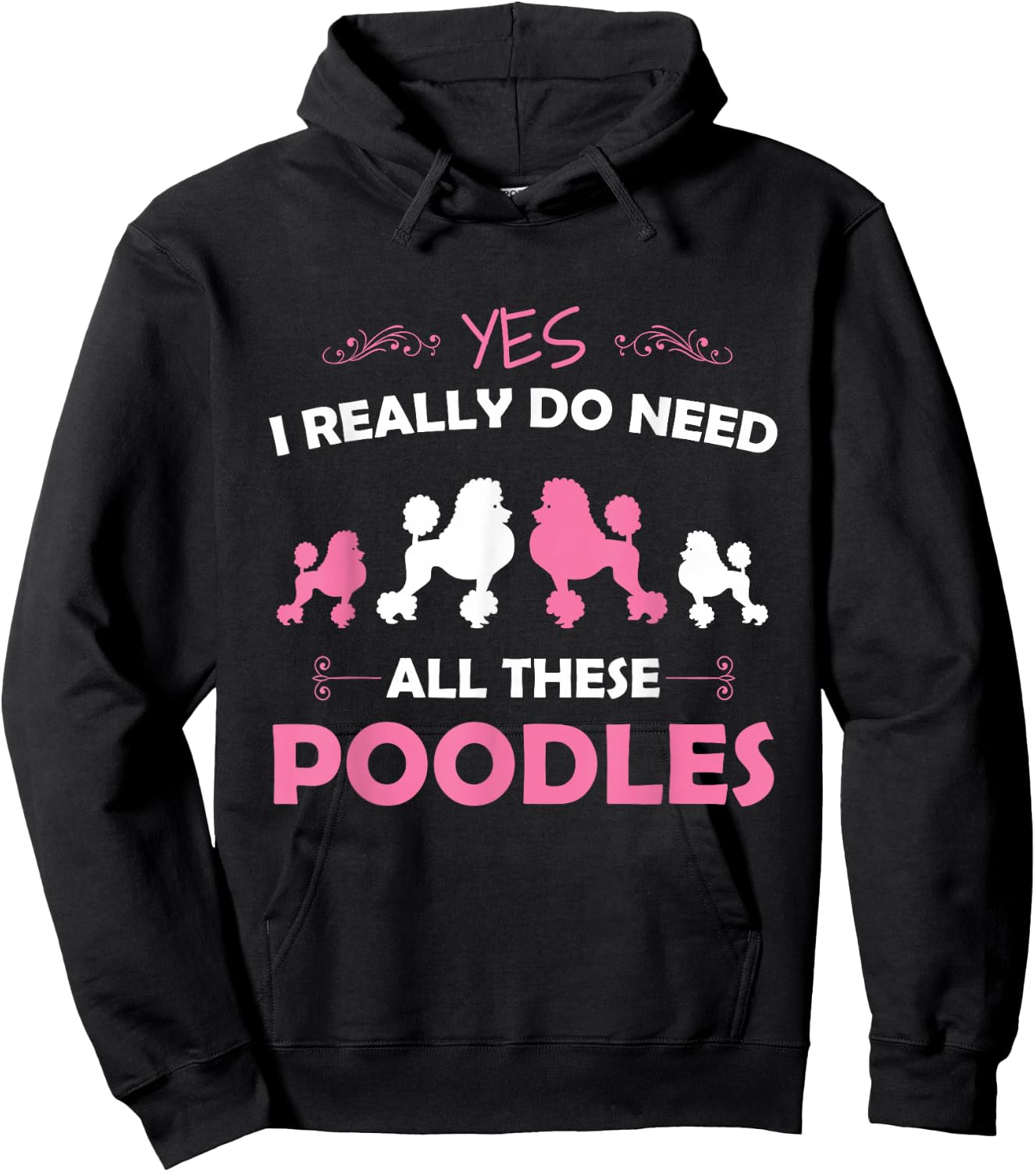 Funny Standard Poodle Dog Lover Puppy Breed Pink Hoodie - Hoodie | Black