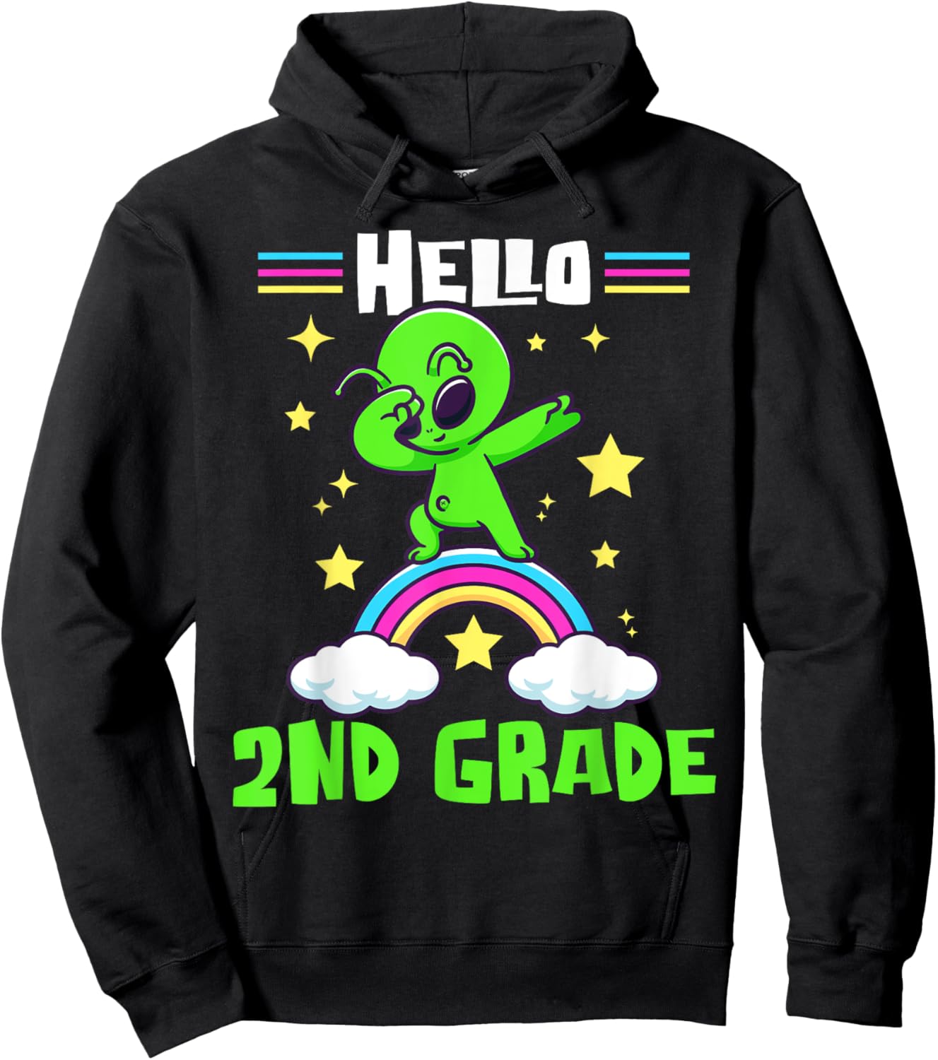 Hello 2nd Grade Dabbing Alien First Day of School 2025 Kids Hoodie - Hoodie | Black