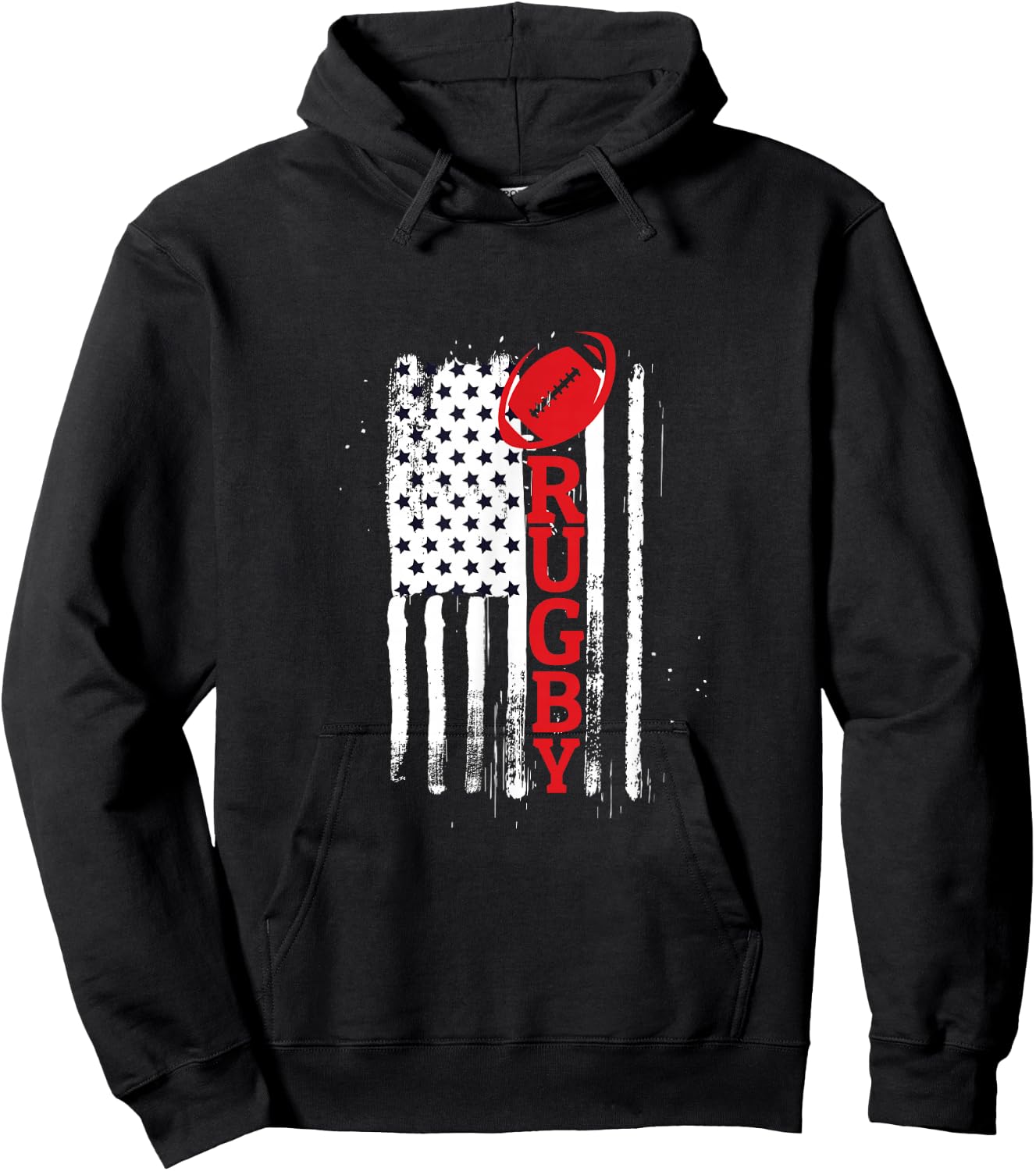 USA Flags Rugby Vintage Gift Fun Hoodie - Hoodie | Black