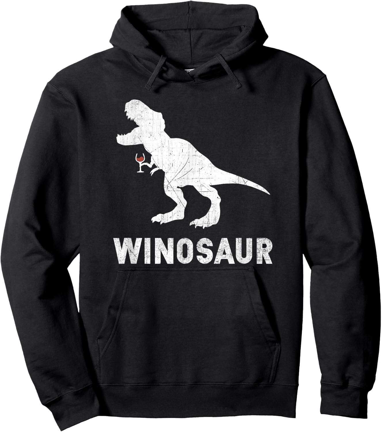 Winosaur Red Wine Drinking Dinosaur T-Rex T shirt Hoodie - Hoodie | Black