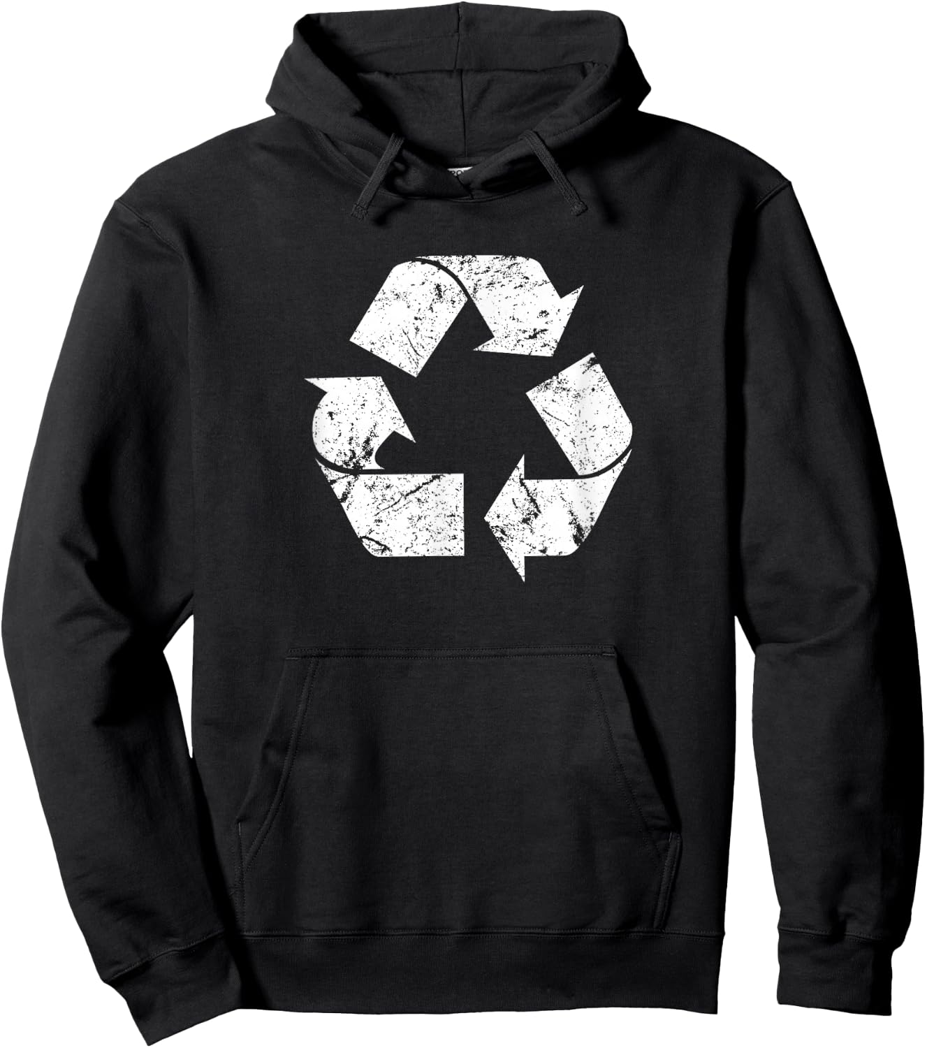 Earth Day Vintage White Recycle Symbol Hoodie - Hoodie | Black