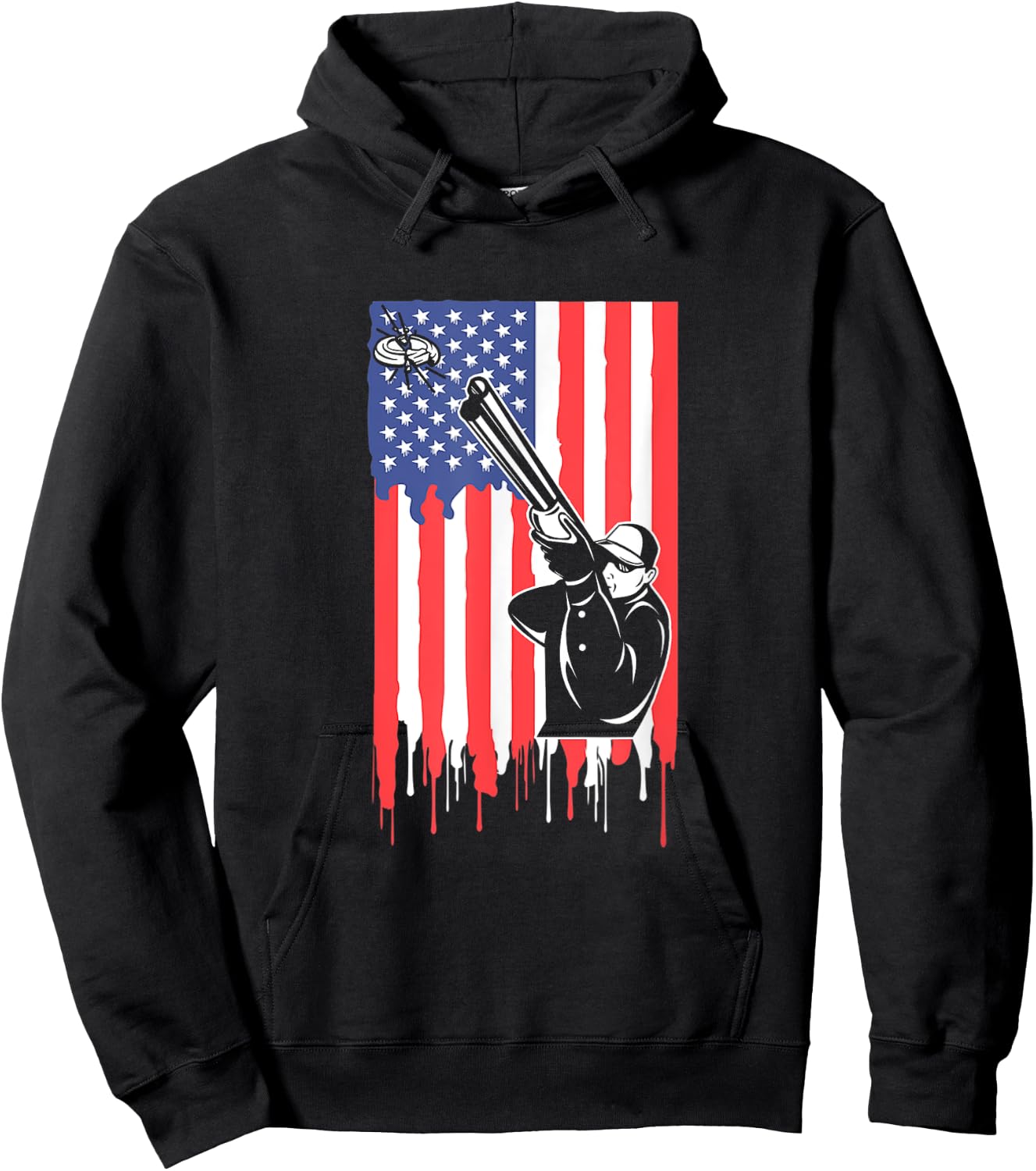 Trap Shooting USA Flag Shirt Proud Clay Shooting Skeet Shoot Kids Men Hoodie - Hoodie | Black