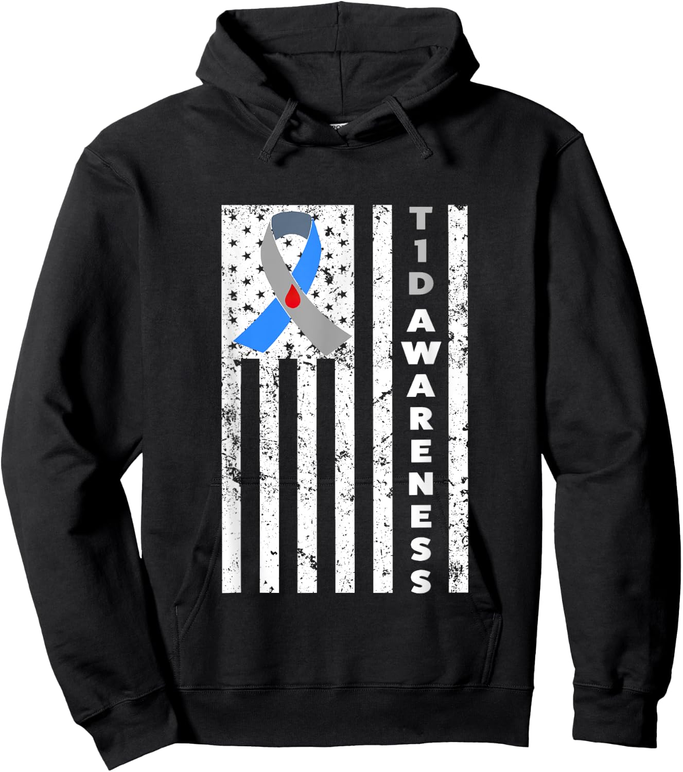 Type 1 Diabetes T1D Awareness Support Ribbon shirt Hoodie - Hoodie | Black