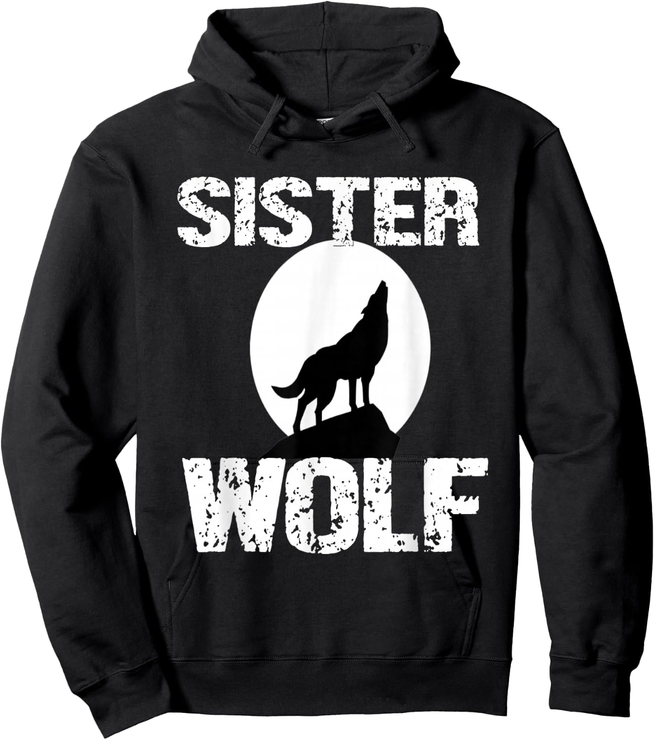 Sister Wolf Shirt Matching Family Tribe Wolves Moon Girls Hoodie - Hoodie | Black