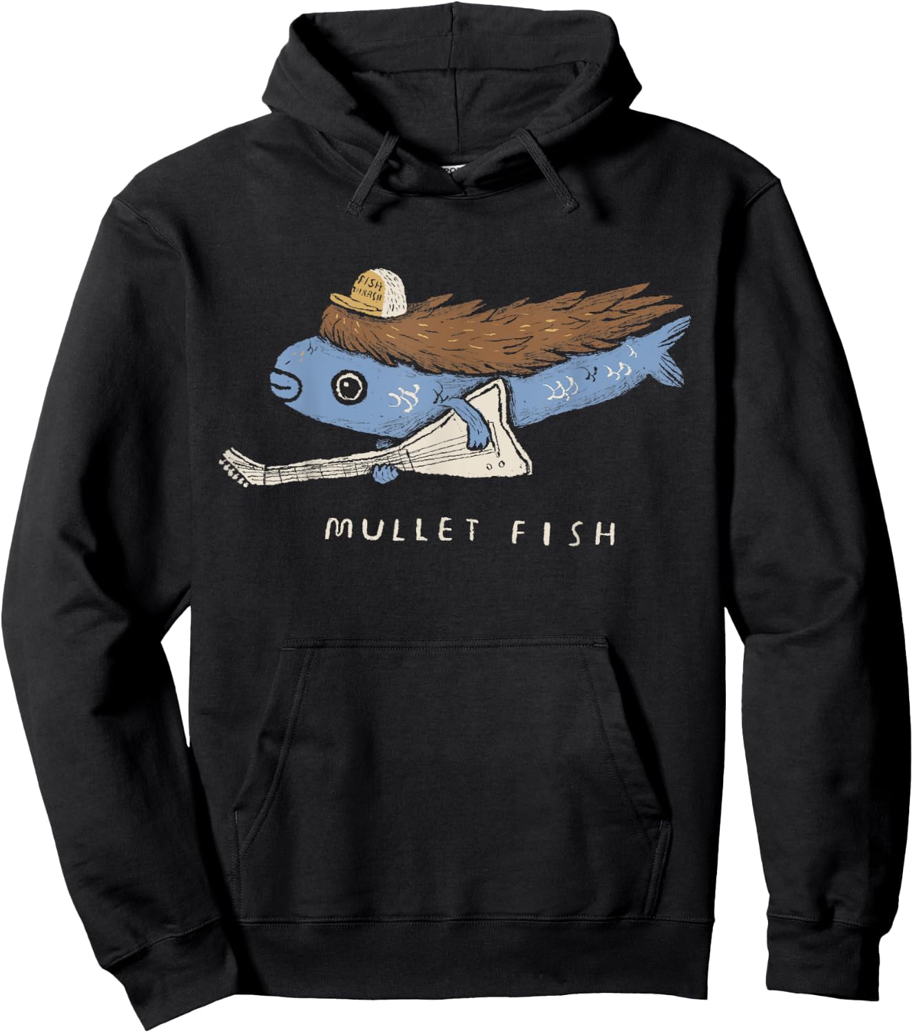 Funny Mullet Fish 80s Shirt. Heavy Metal. Fish . Hoodie - Hoodie | Black