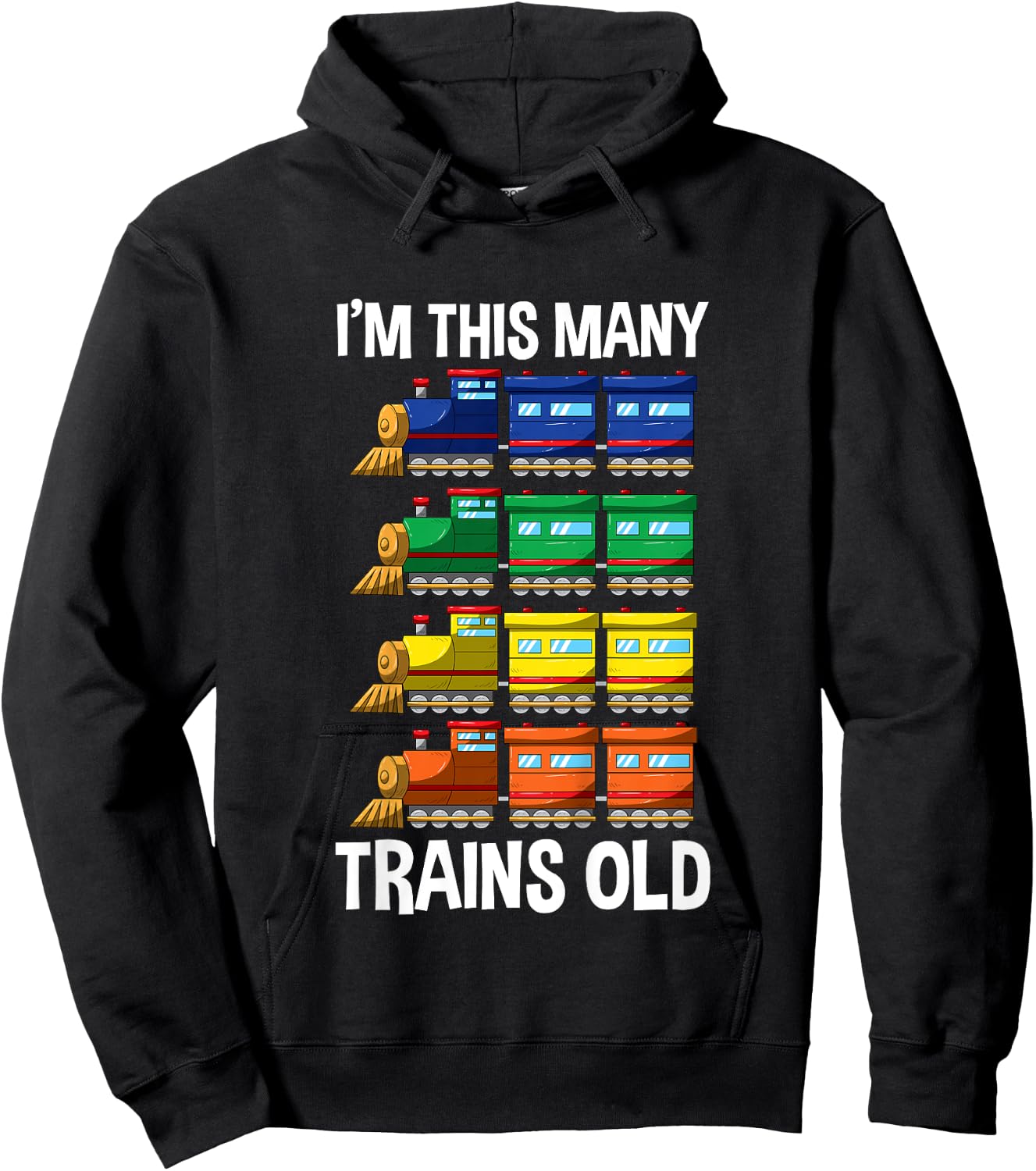 I'm This Many Trains Old T Shirt 4 Yr Boy Kid Birthday Idea Hoodie - Hoodie | Black