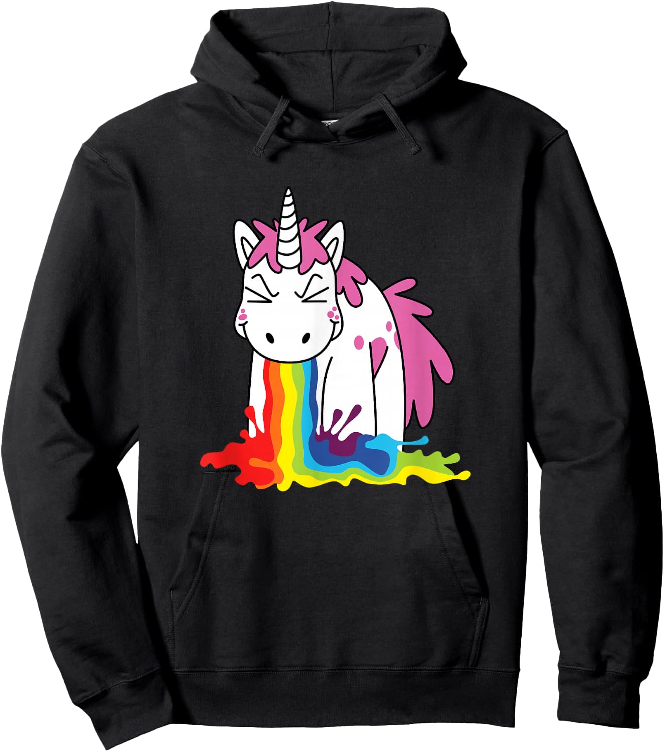 Cute unicorn throwing up a rainbow Hoodie - Hoodie | Black