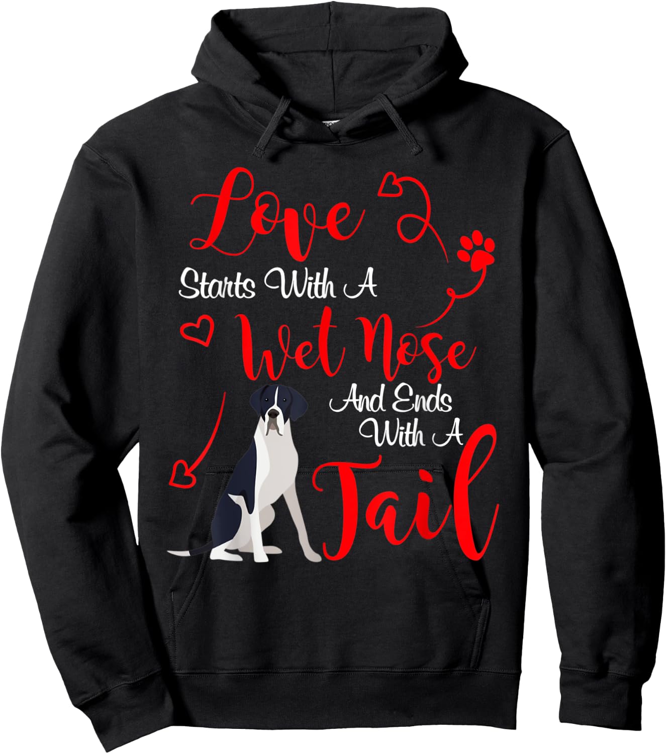 My Great Dane Dog Mantle Valentines Day Hoodie - Hoodie | Black