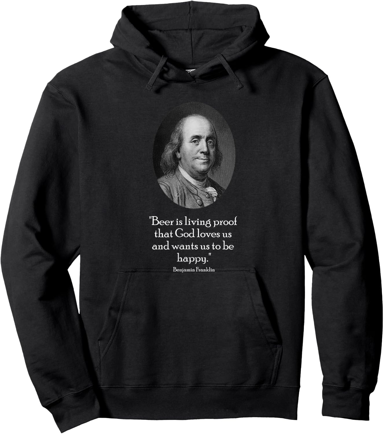Ben Franklin and Quote About Beer Hoodie - Hoodie | Black