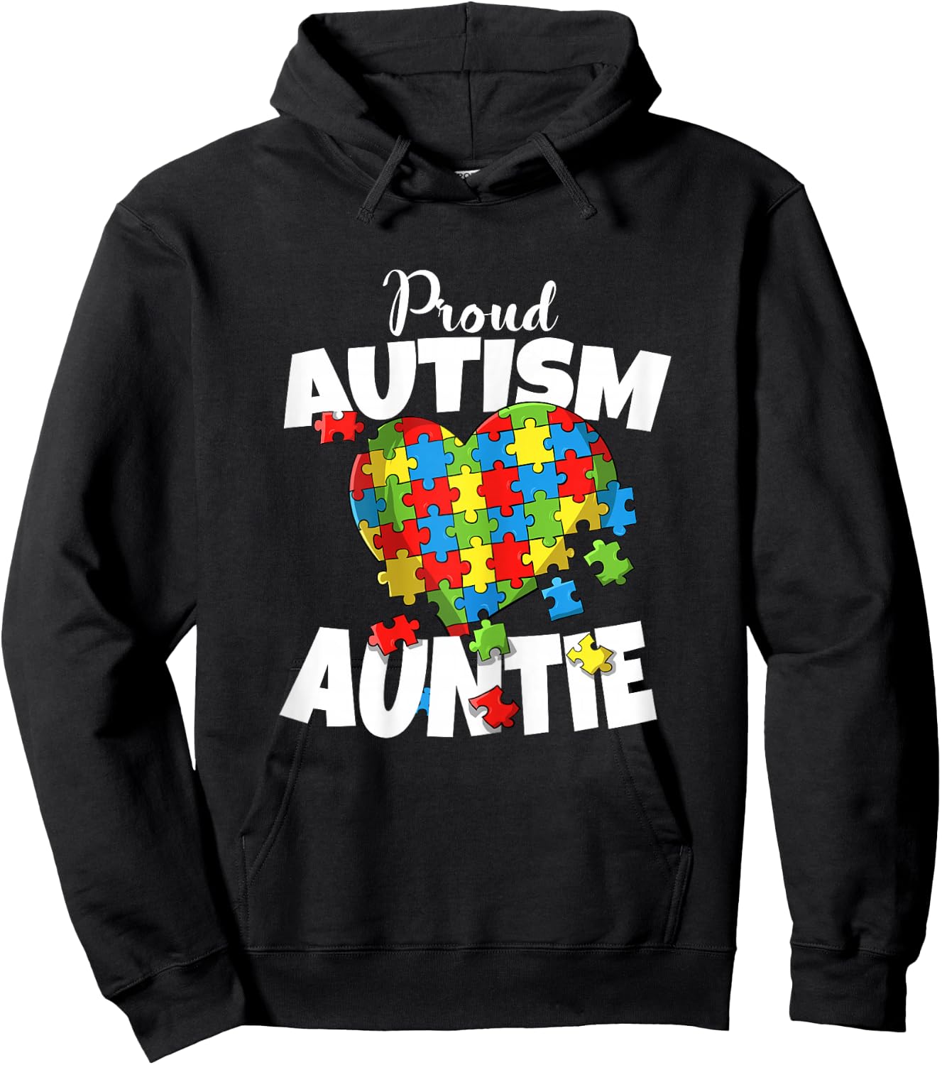 Proud Autism Auntie Autism Awareness Heart Gift Hoodie - Hoodie | Black