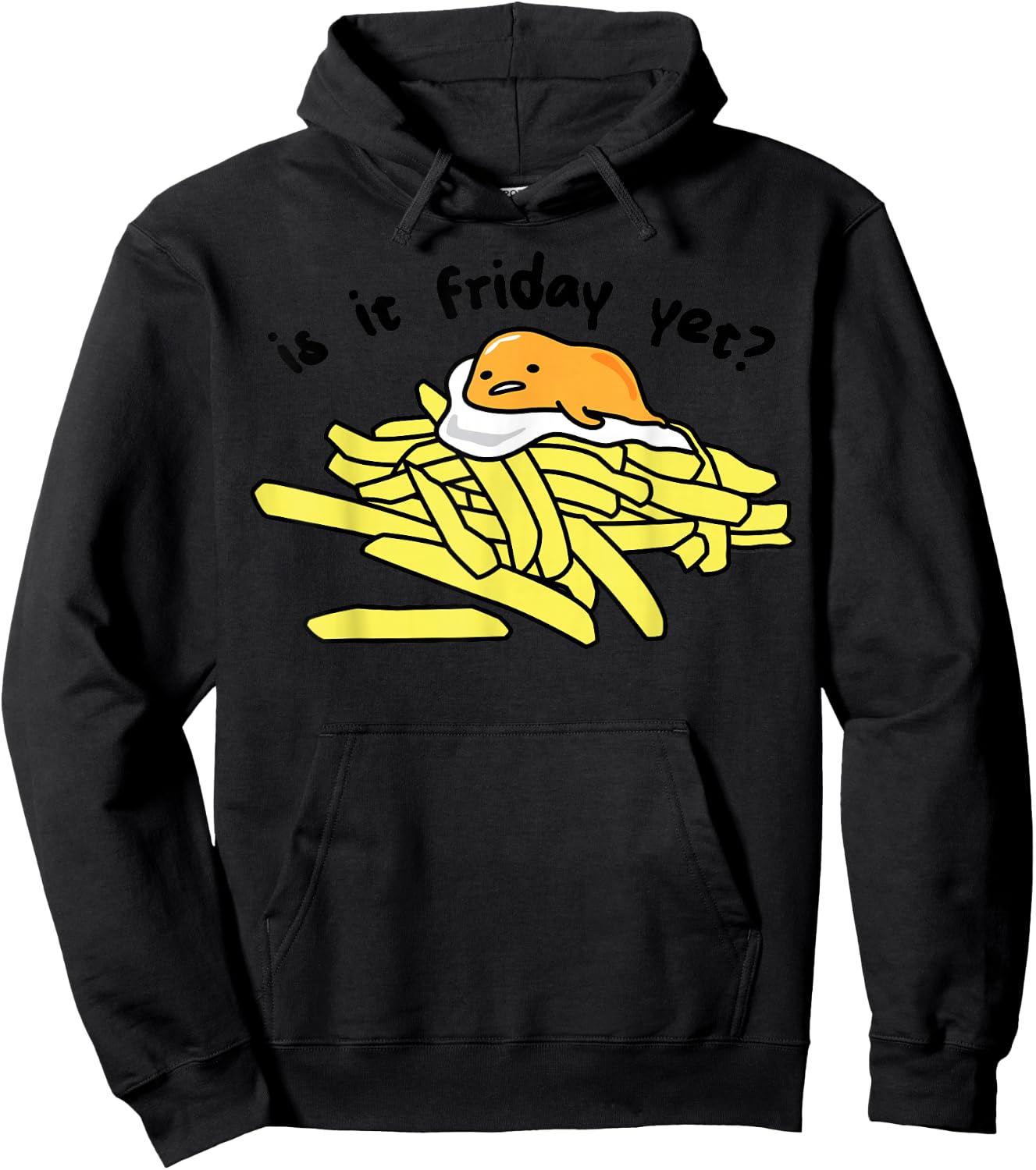 Gudetama The Lazy Egg is It Friday Yet? Small Hoodie - Hoodie | Black