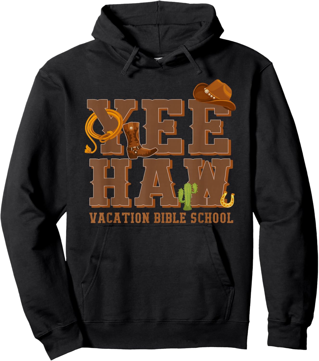 Yee-Haw Vacation Bible School VBS 2026 Cowboy Hat Hoodie - Hoodie | Black