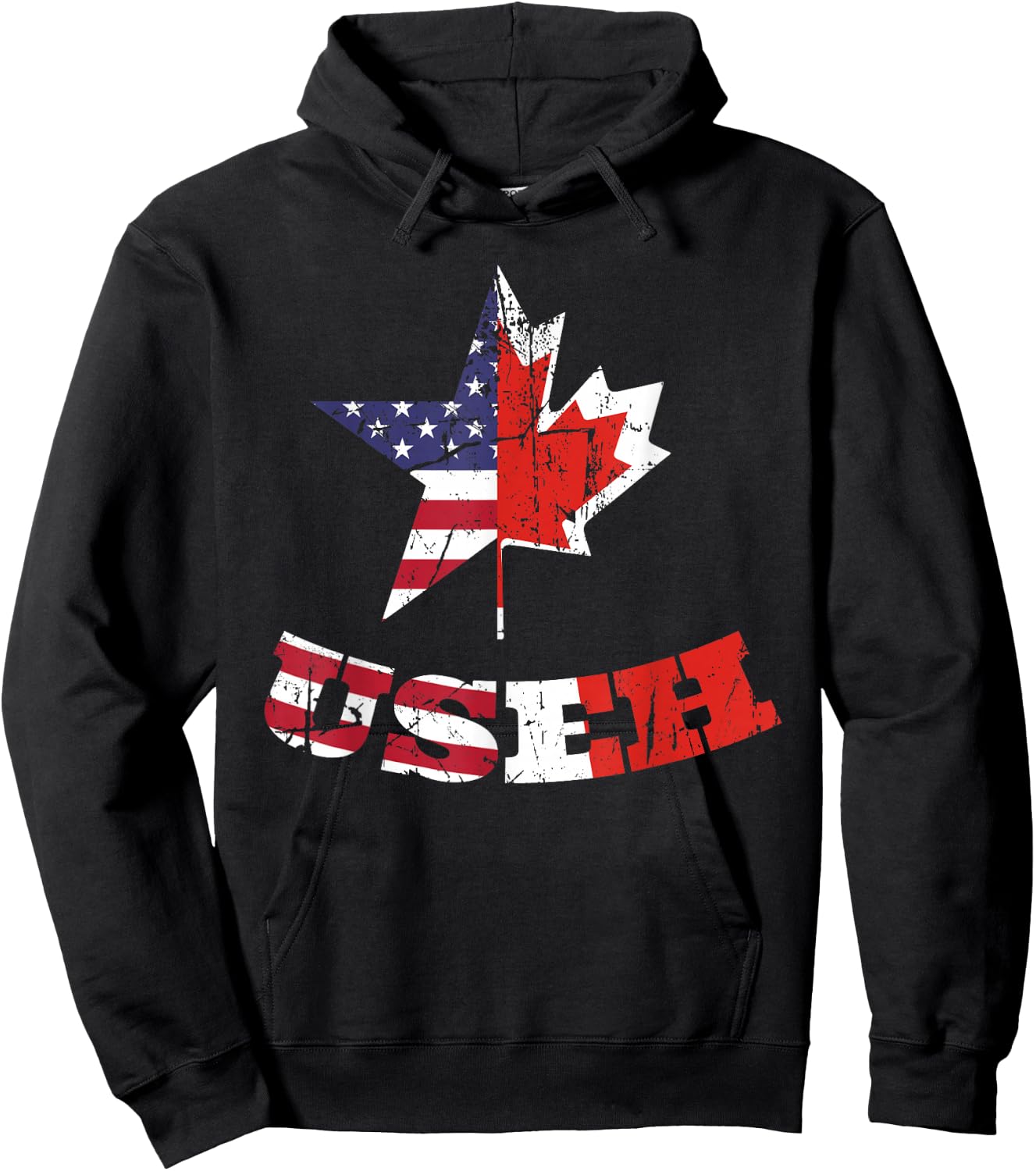 US Eh Flag Canadian American Citizen USEH Dual Citizenship Hoodie - Hoodie | Black