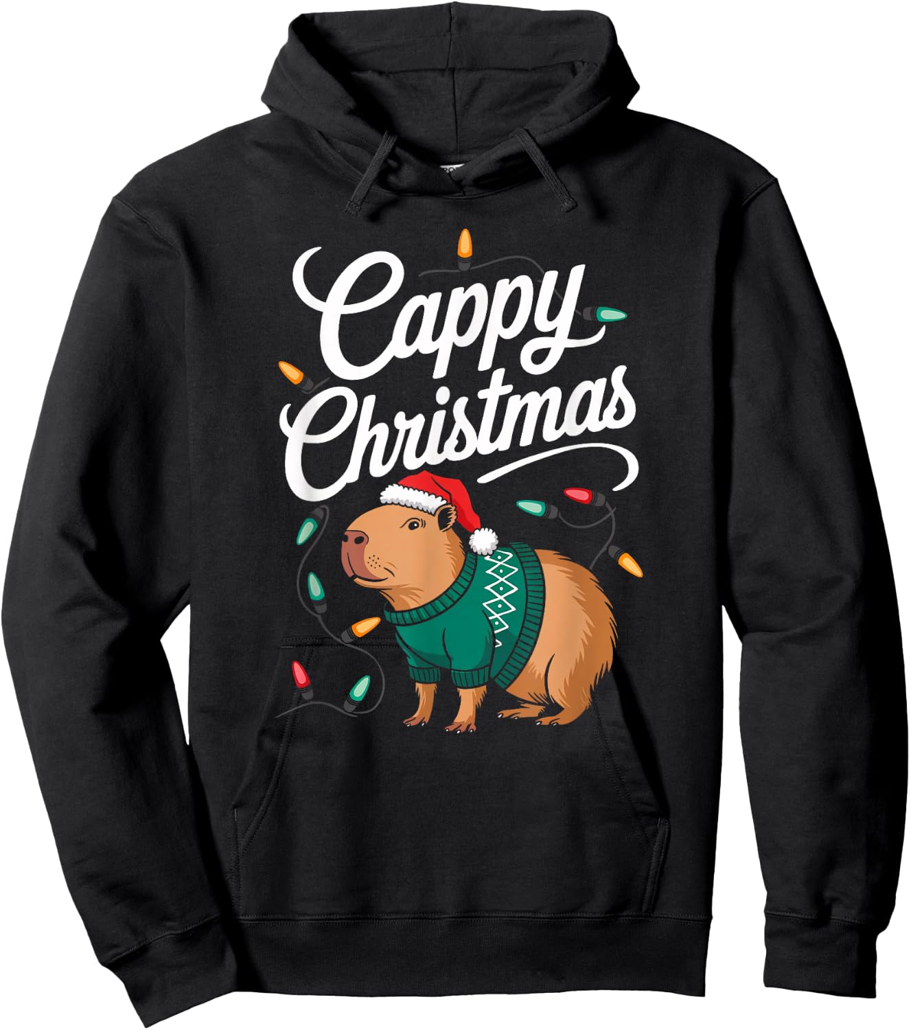 Cappy Christmas Capybara Santa Happy Xmas Men Women Kids Hoodie - Hoodie | Black