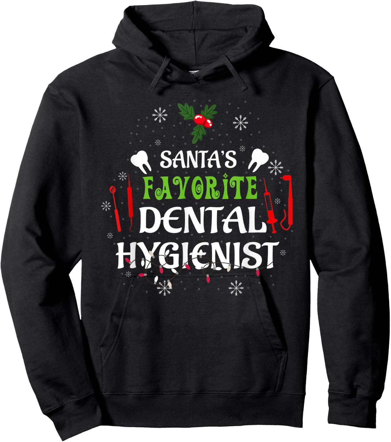 Santa's Favorite Dental Hygienist Christmas Hoodie - Hoodie | Black