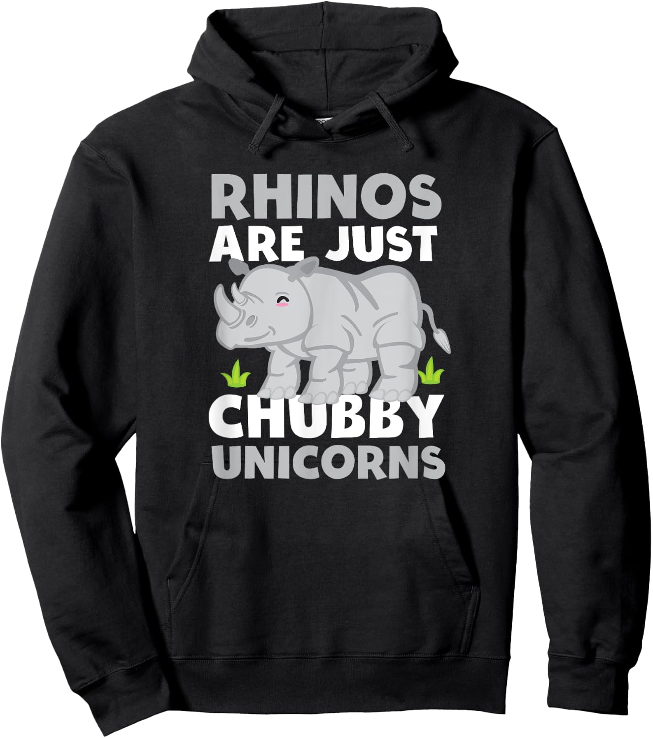 Rhinos Are Just Chubby Unicorns Funny T Shirt Hoodie - Hoodie | Black