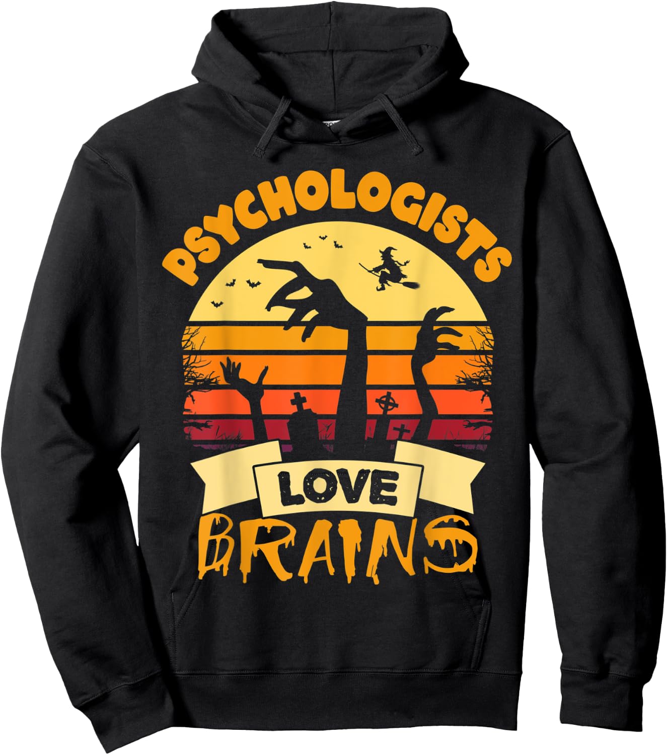 Psychologists Love Brains Gift Halloween Psychologist Hoodie - Hoodie | Black