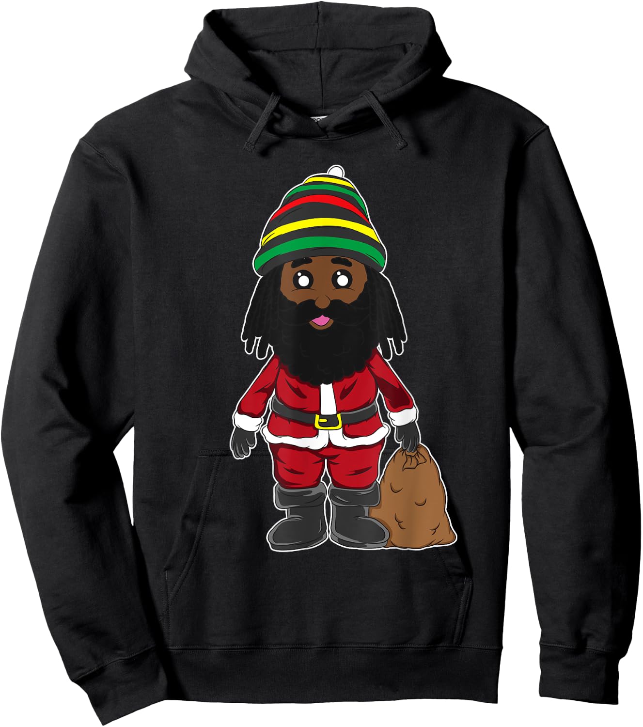 Christmas Jamaican Santa Claus Reggae Flag Colors Party Gift Hoodie - Hoodie | Black