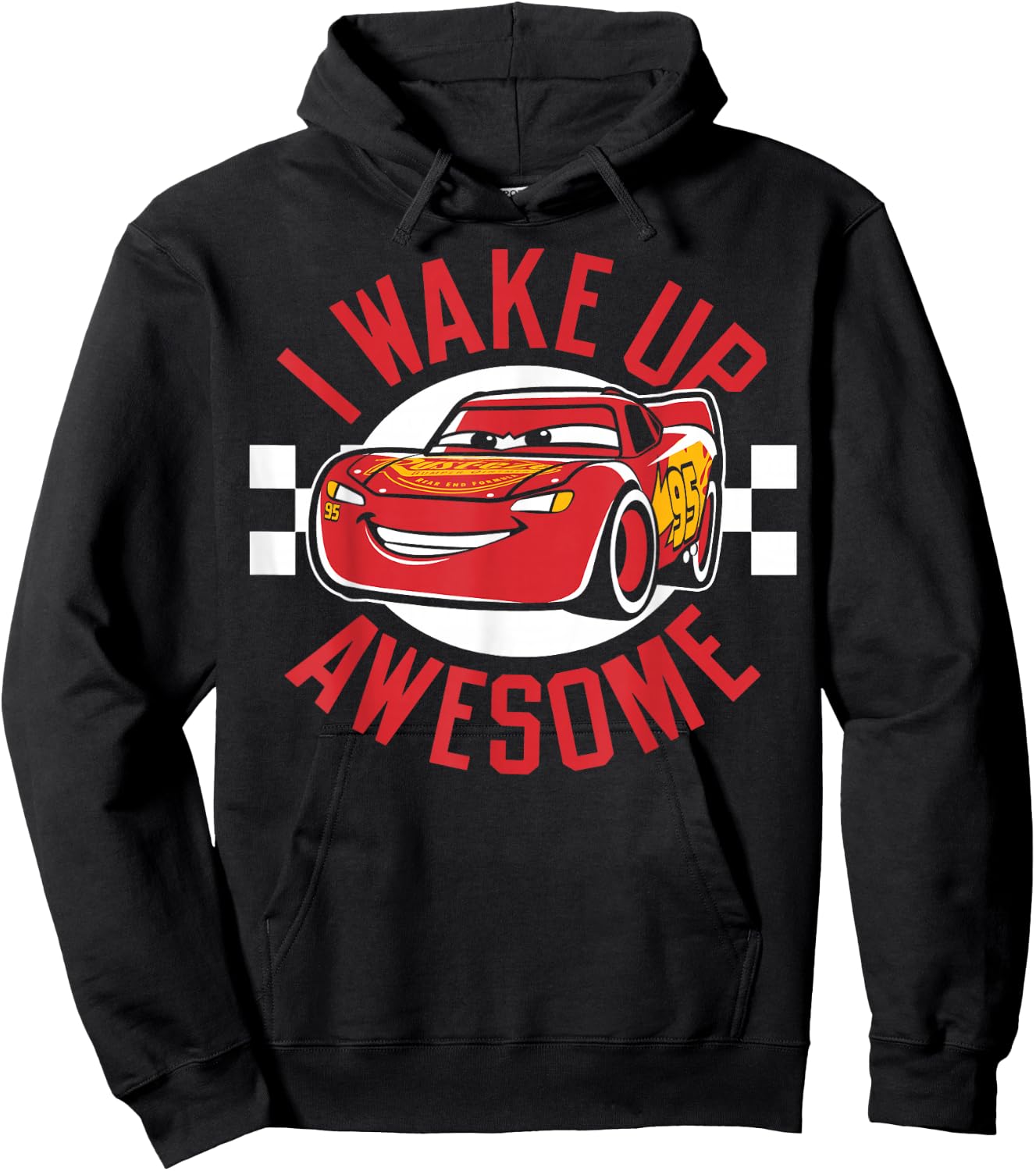 Disney Pixar Cars 3 Lightning McQueen I Wake Up Awesome Hoodie - Hoodie | Black