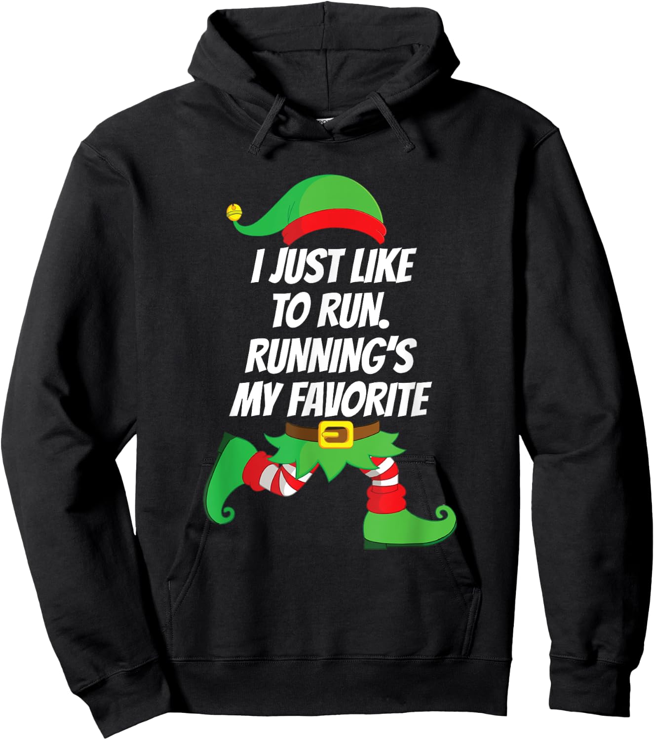 I Just Like to Run Running Runner Jog Christmas Elf Gift Hoodie - Hoodie | Black