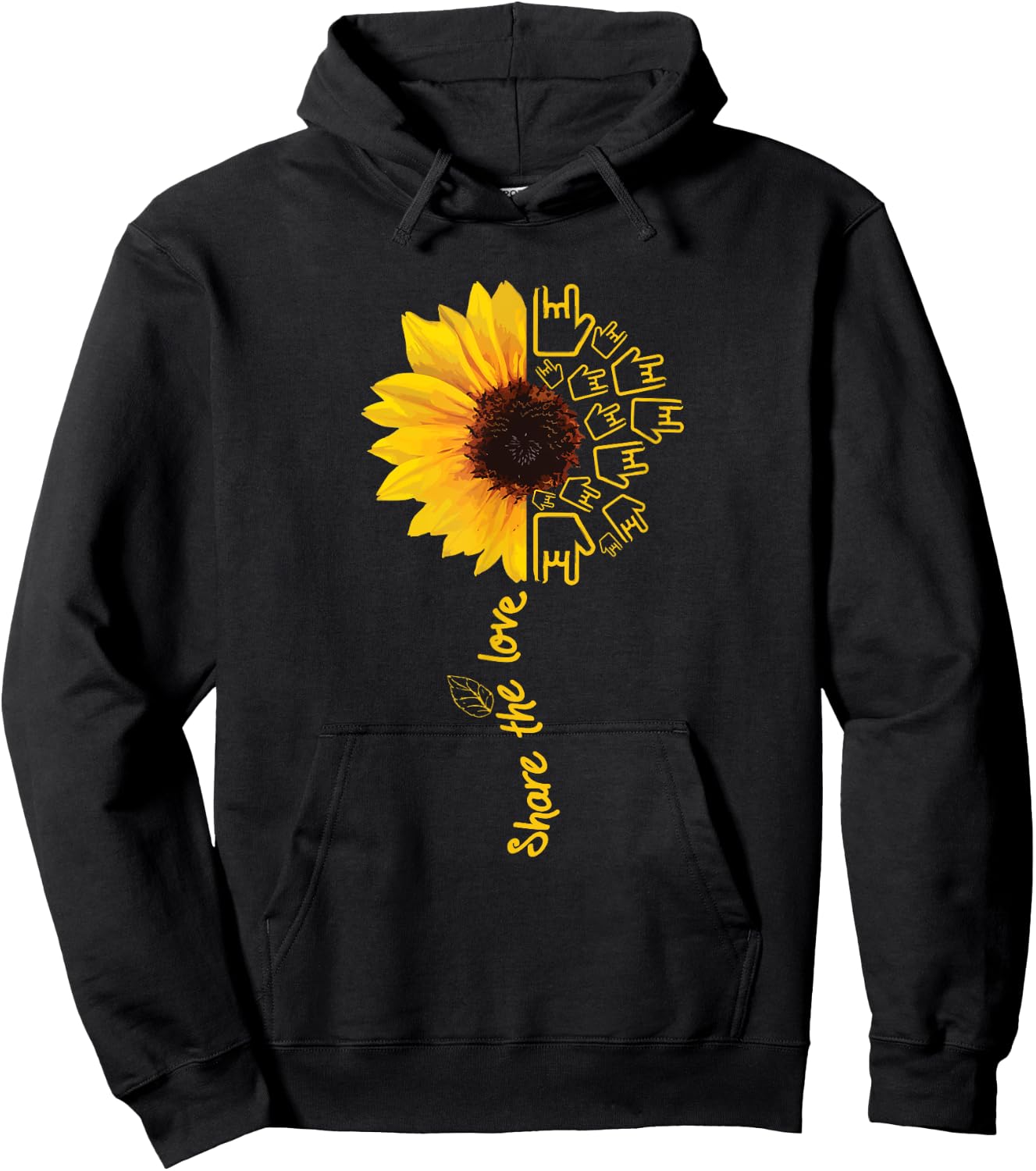 Sign Language - ASL - American Sunflower - Share the Love Hoodie - Hoodie | Black