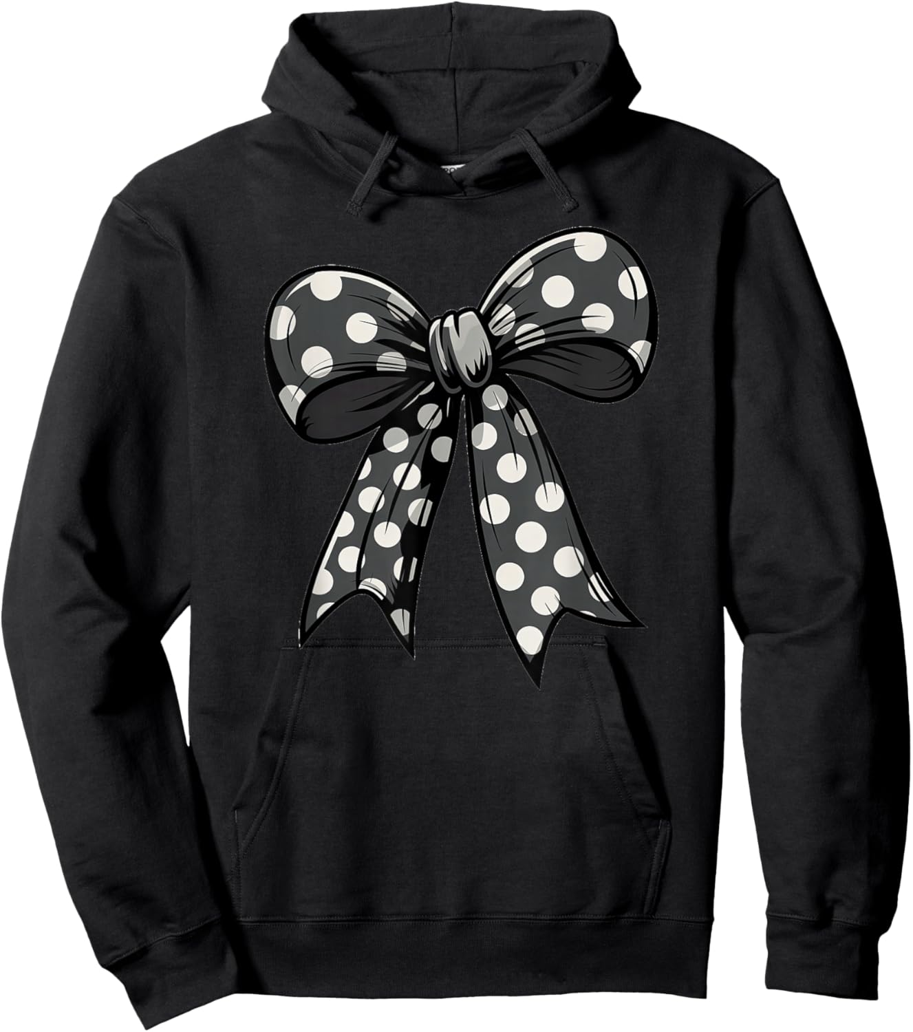 Stylish Black Polka Dot Bow Retro Coquette inspired Hoodie - Hoodie | Black