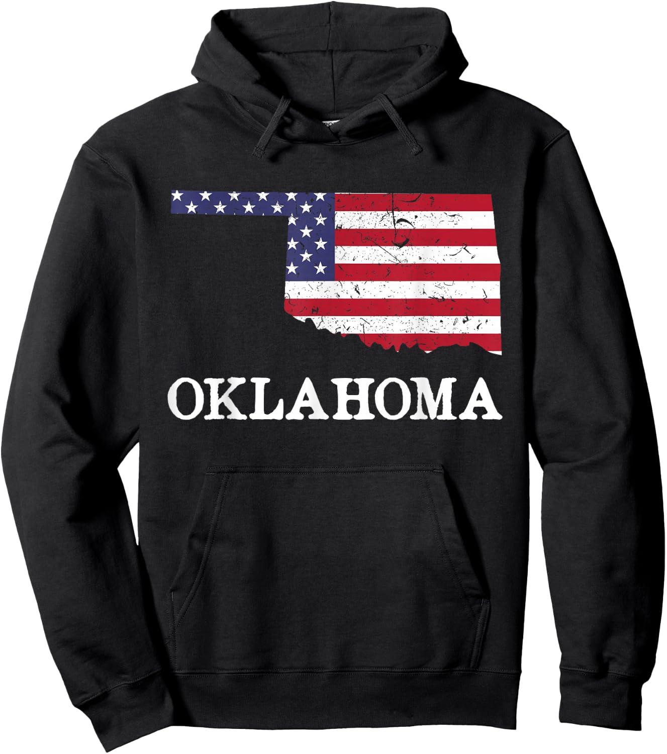 Oklahoma Map State American Flag Shirt 4th Of July Pride Women Kids Men Hoodie - Hoodie | Black