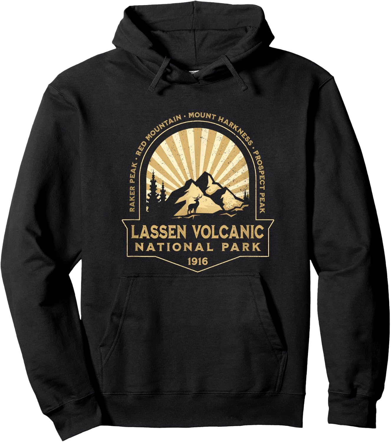 Lassen Volcanic National Park California Retro Souvenir Hoodie - Hoodie | Black