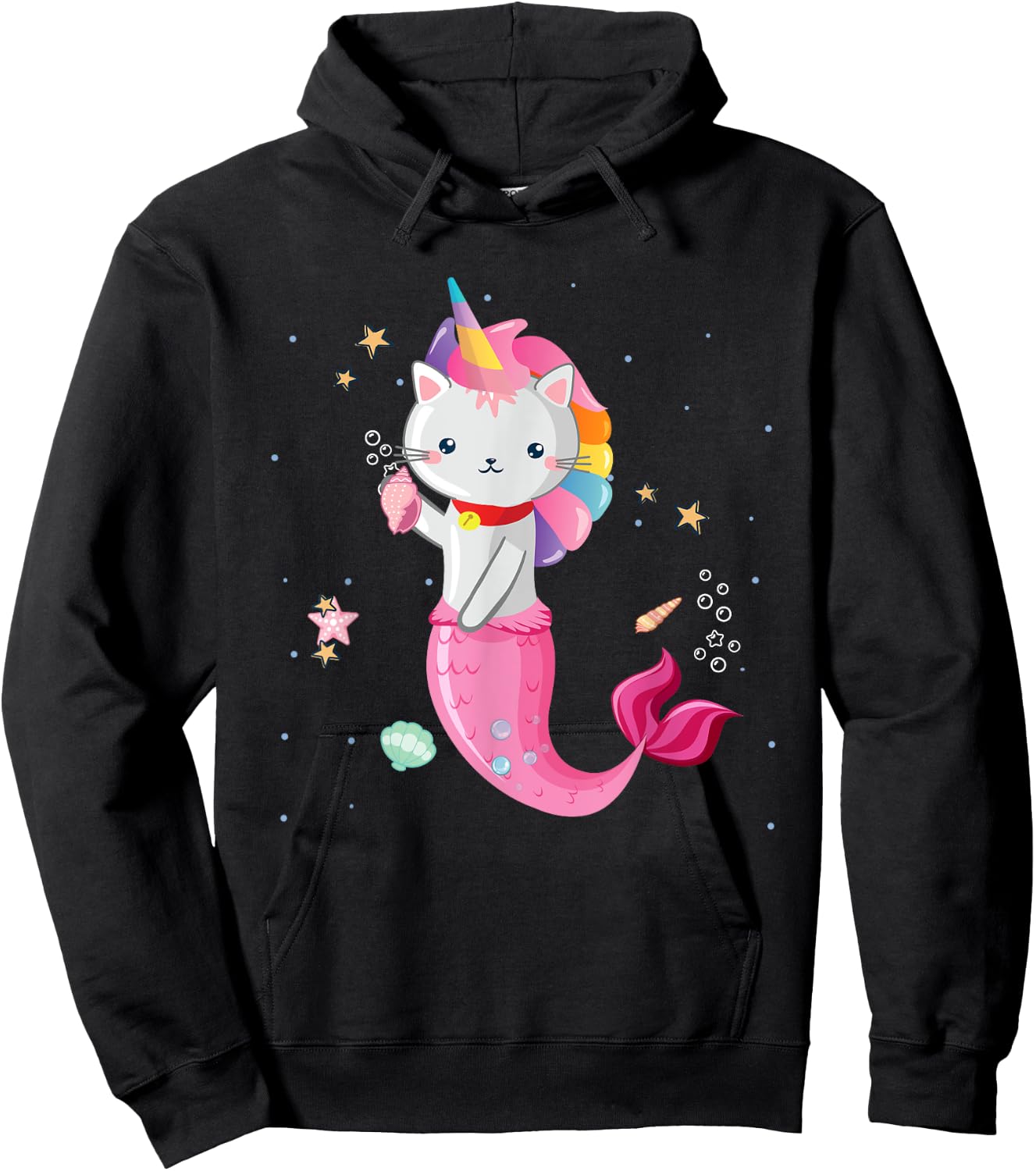 Cat Mermaid Unicorn Girl Kids Hoodie - Hoodie | Black