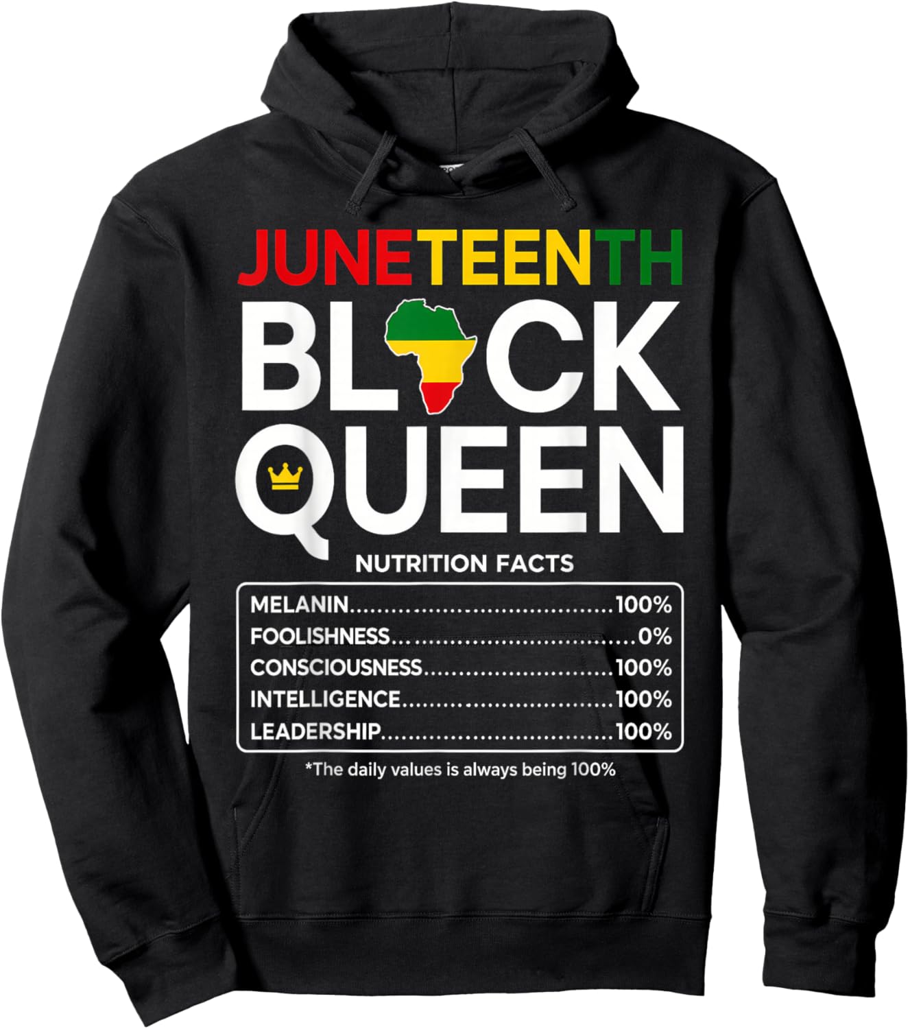 Juneteenth 1865 Black Women Nutrition Facts African Queen Hoodie - Hoodie | Black