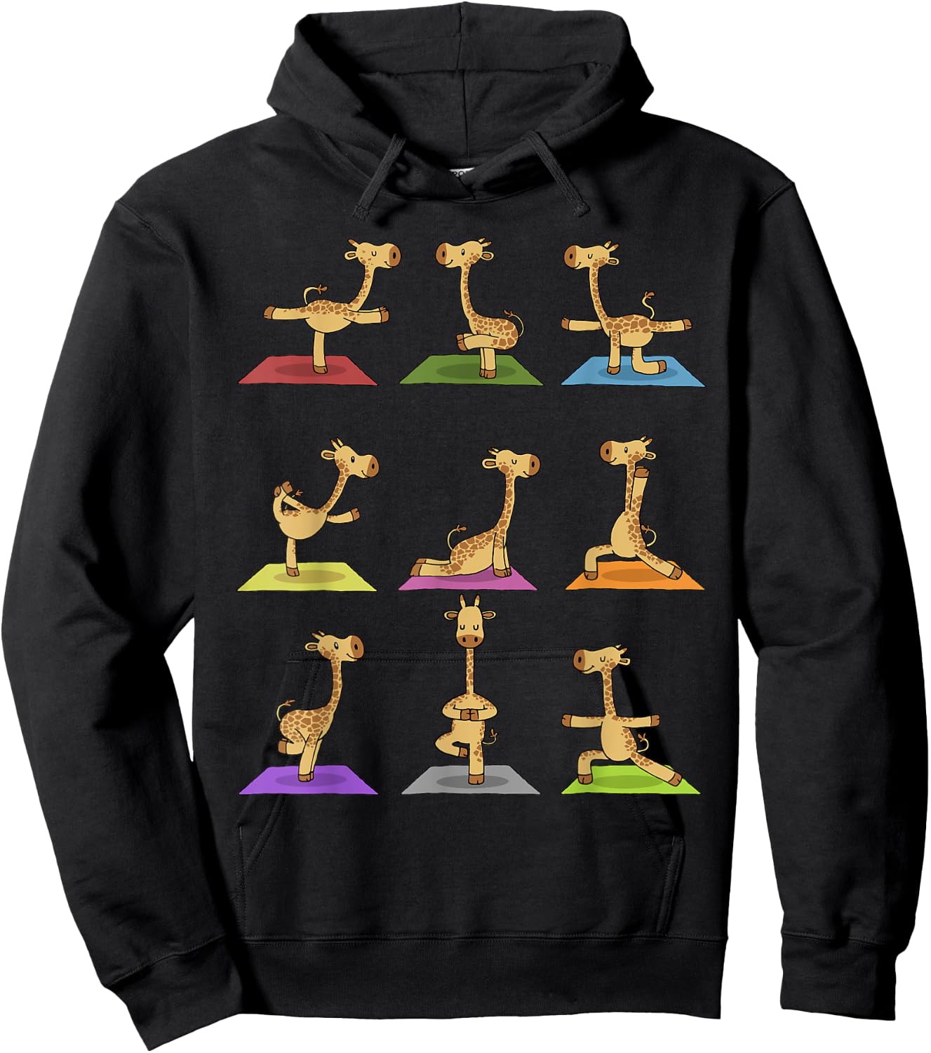 Giraffe Yoga Funny Giraffes In Yoga Poses Sports Hoodie - Hoodie | Black