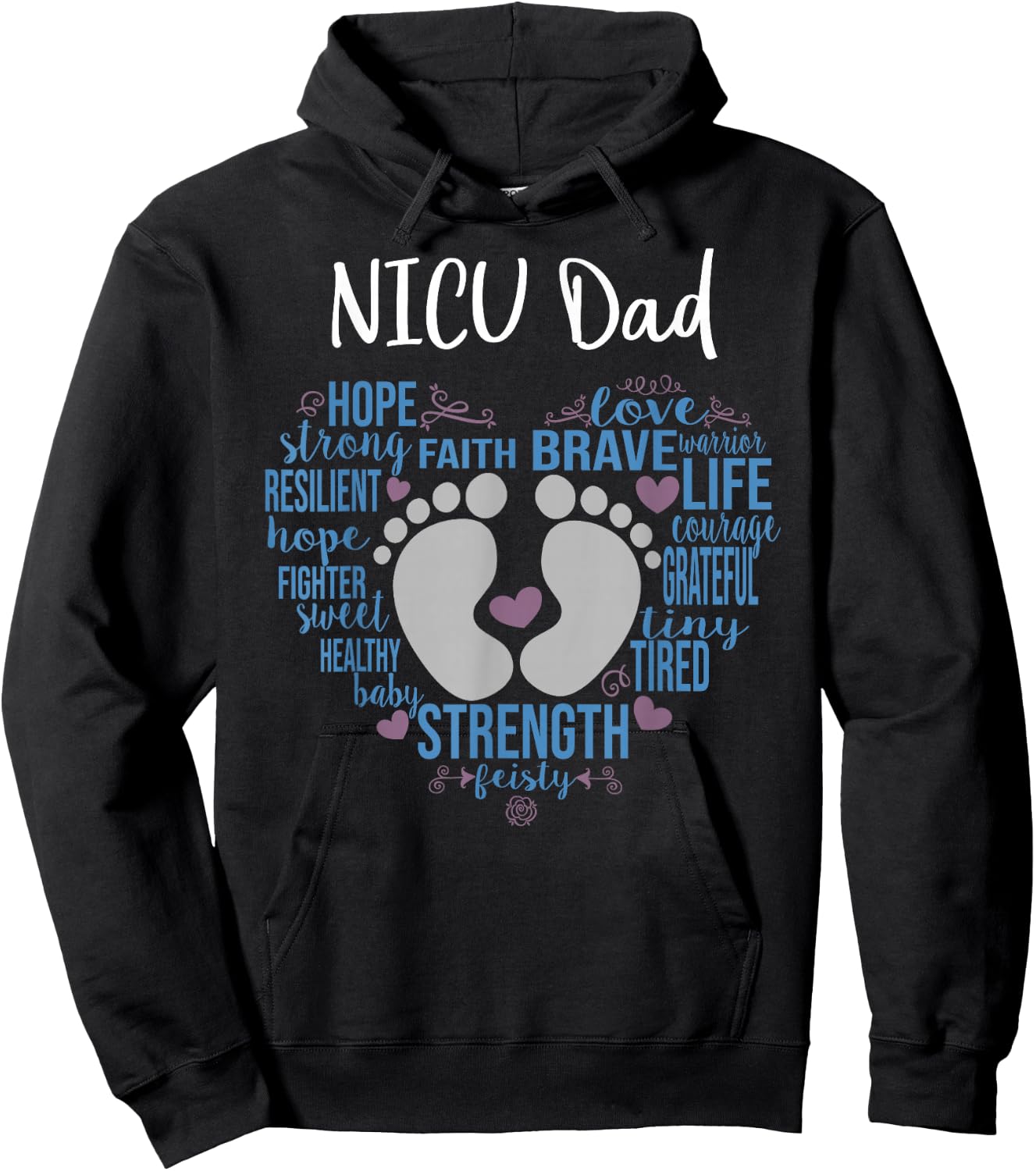 "NICU Dad" Preemie or NICU Daddy Boy Girl - Blue Hoodie - Hoodie | Black