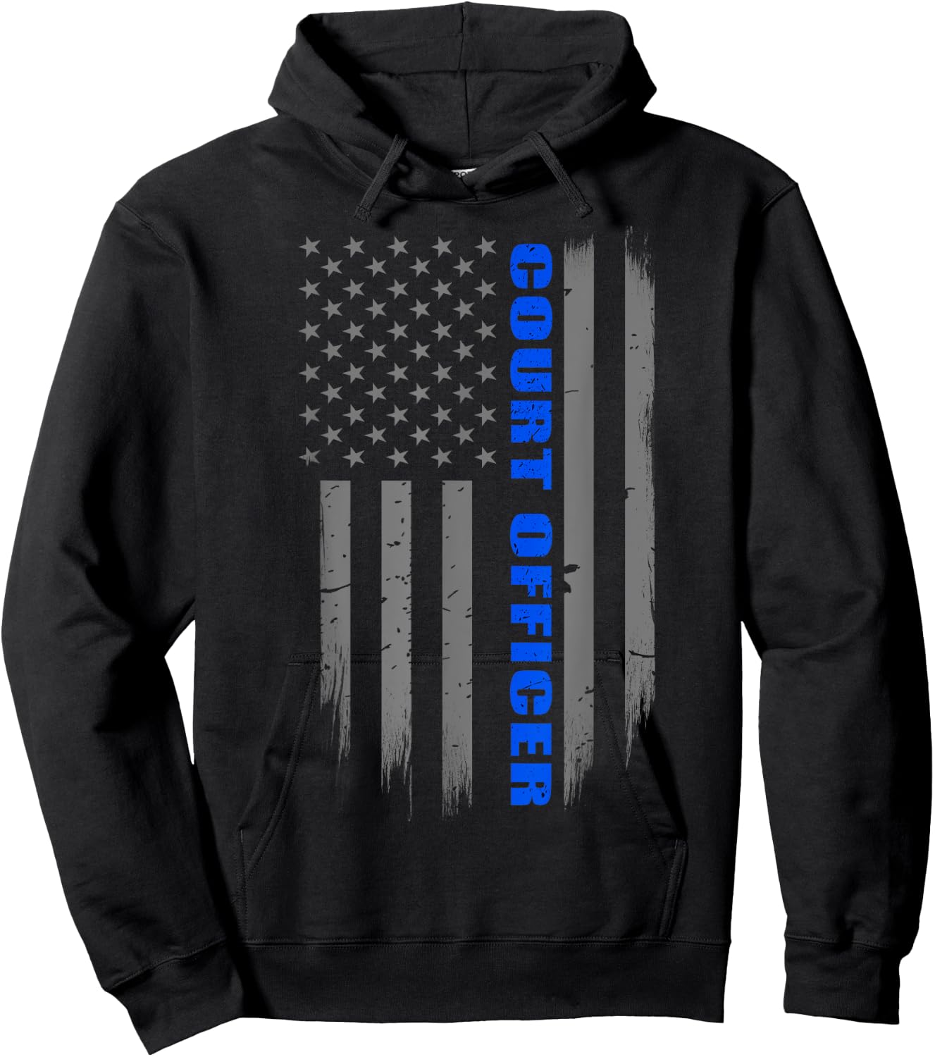 Court Officer Gift - Thin Blue Line American Flag Hoodie - Hoodie | Black
