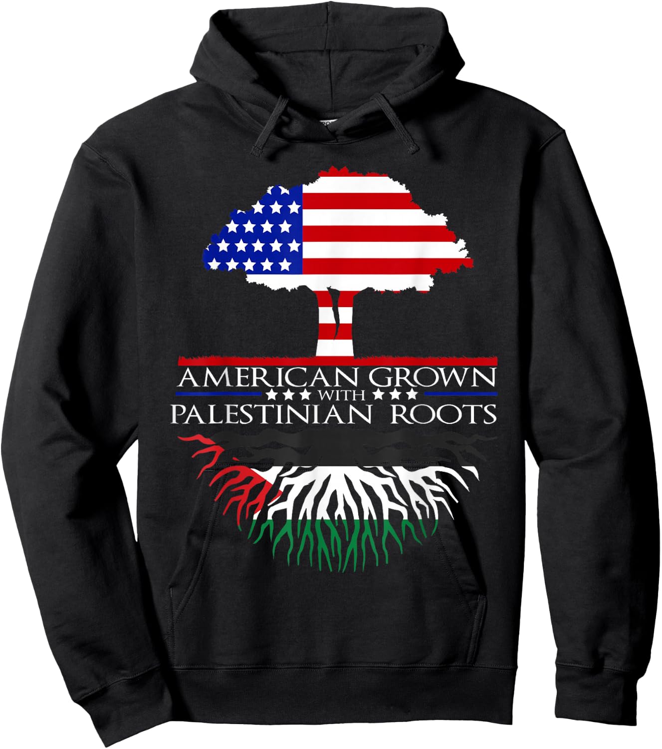 Palestinian Roots American Grown Tree Flag USA Palestine Hoodie - Hoodie | Black