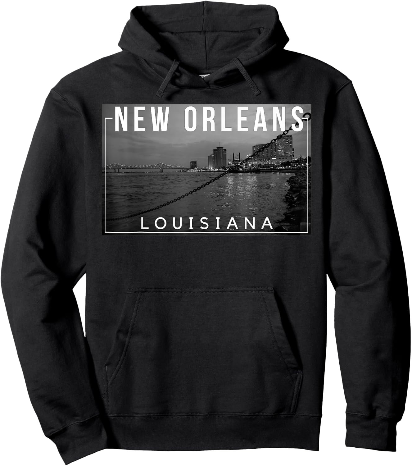 New Orleans Louisiana Mardi Gras 504 Jazz Skyline Hoodie - Hoodie | Black