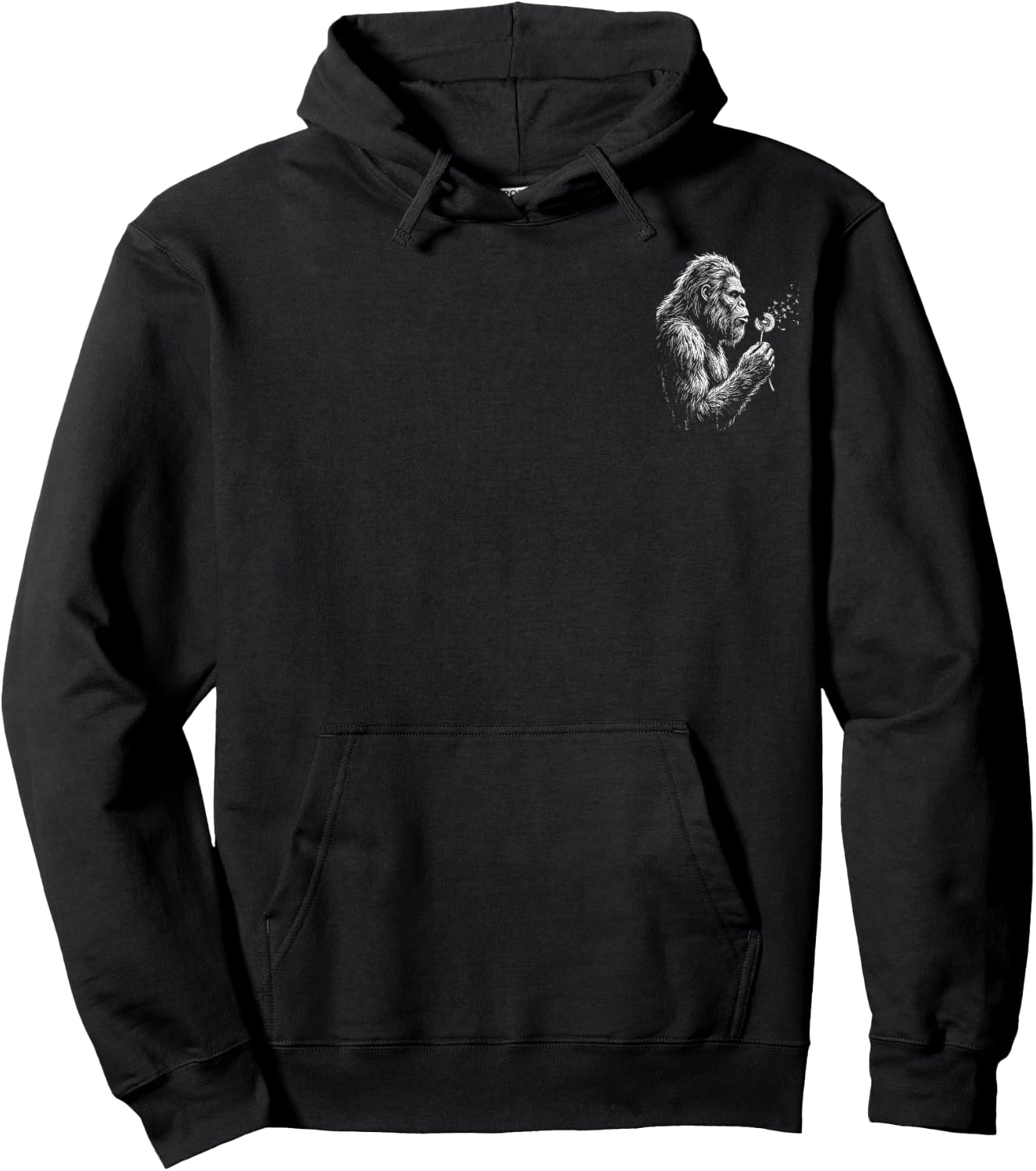 Bigfoot Blowing Wishes Dandelion Vintage Sasquatch Art Hoodie - Hoodie | Black