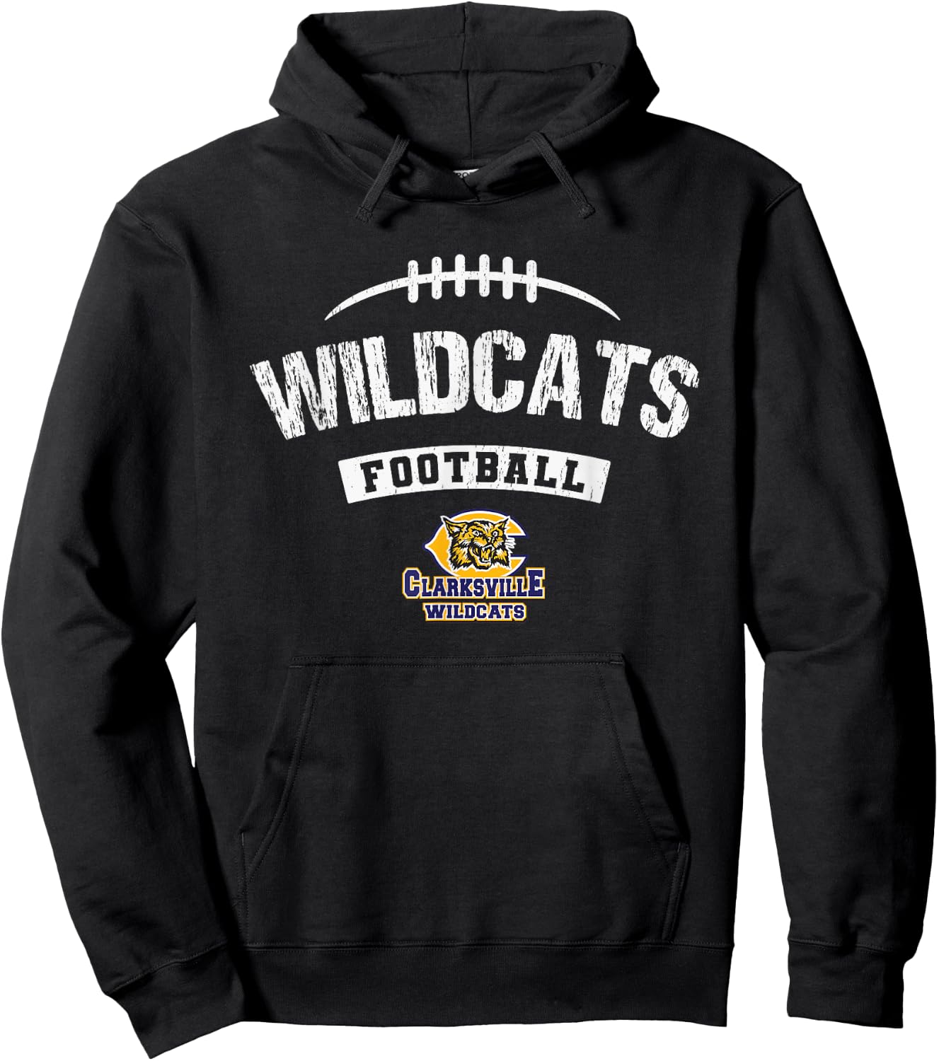 Clarksville Wildcats Logo Football Distressed HS Hoodie - Hoodie | Black
