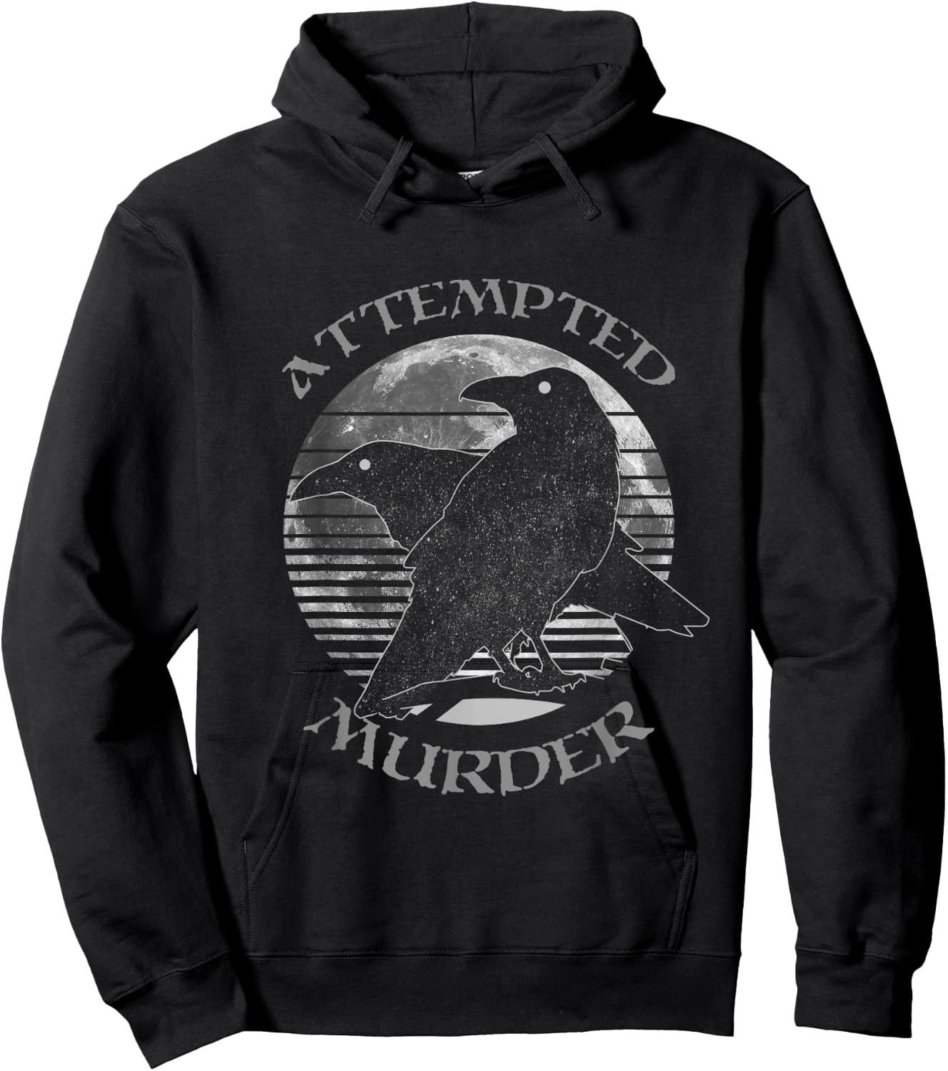 Raven Crow Attempted Murder Retro Moon Wiccan Pagan Gift Hoodie - Hoodie | Black