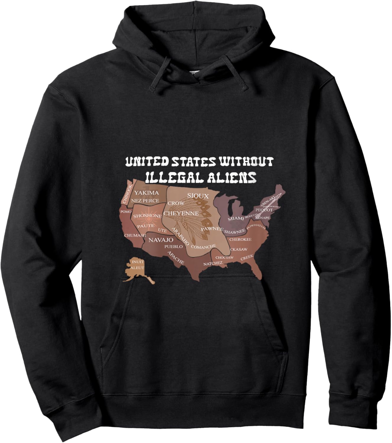 United States Without Illegal Aliens USA Map Funny Quotes V-Neck Hoodie - Hoodie | Black