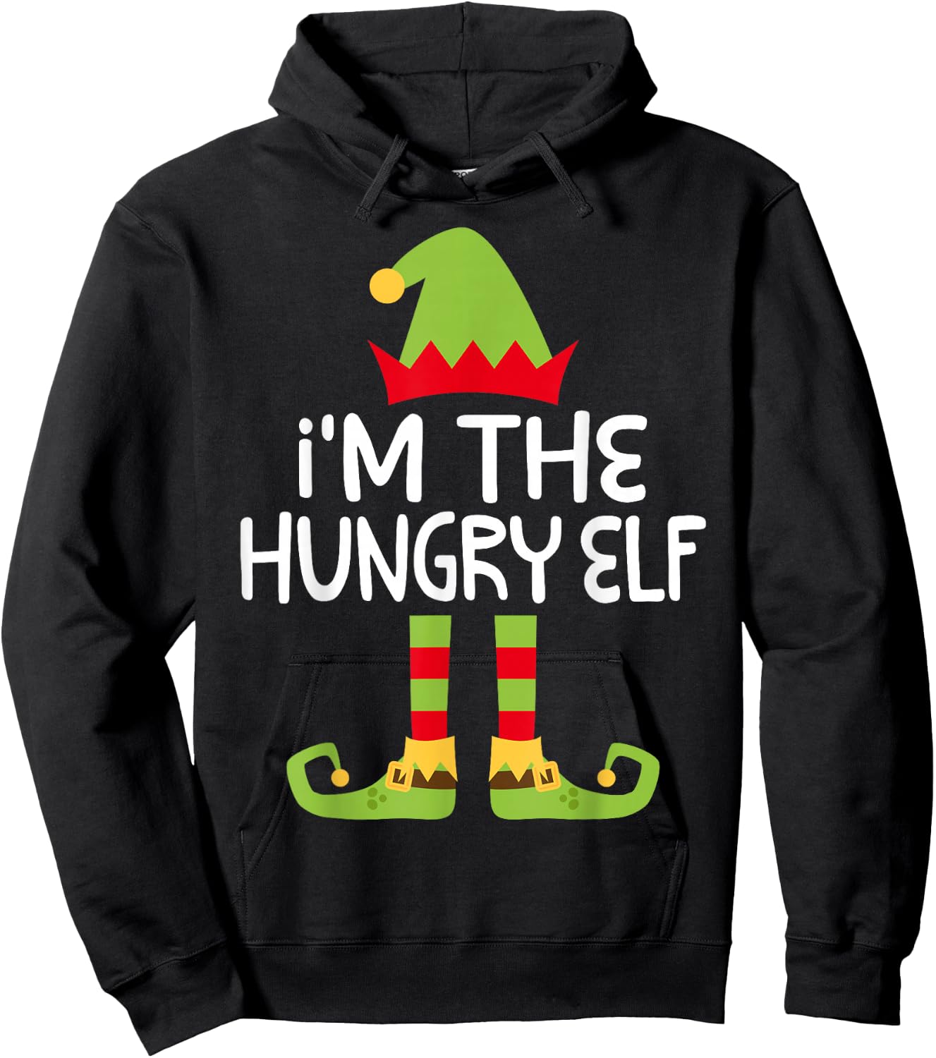 I'm The Hungry Elf Shirt Adult Kids Matching Christmas Elf Hoodie - Hoodie | Black