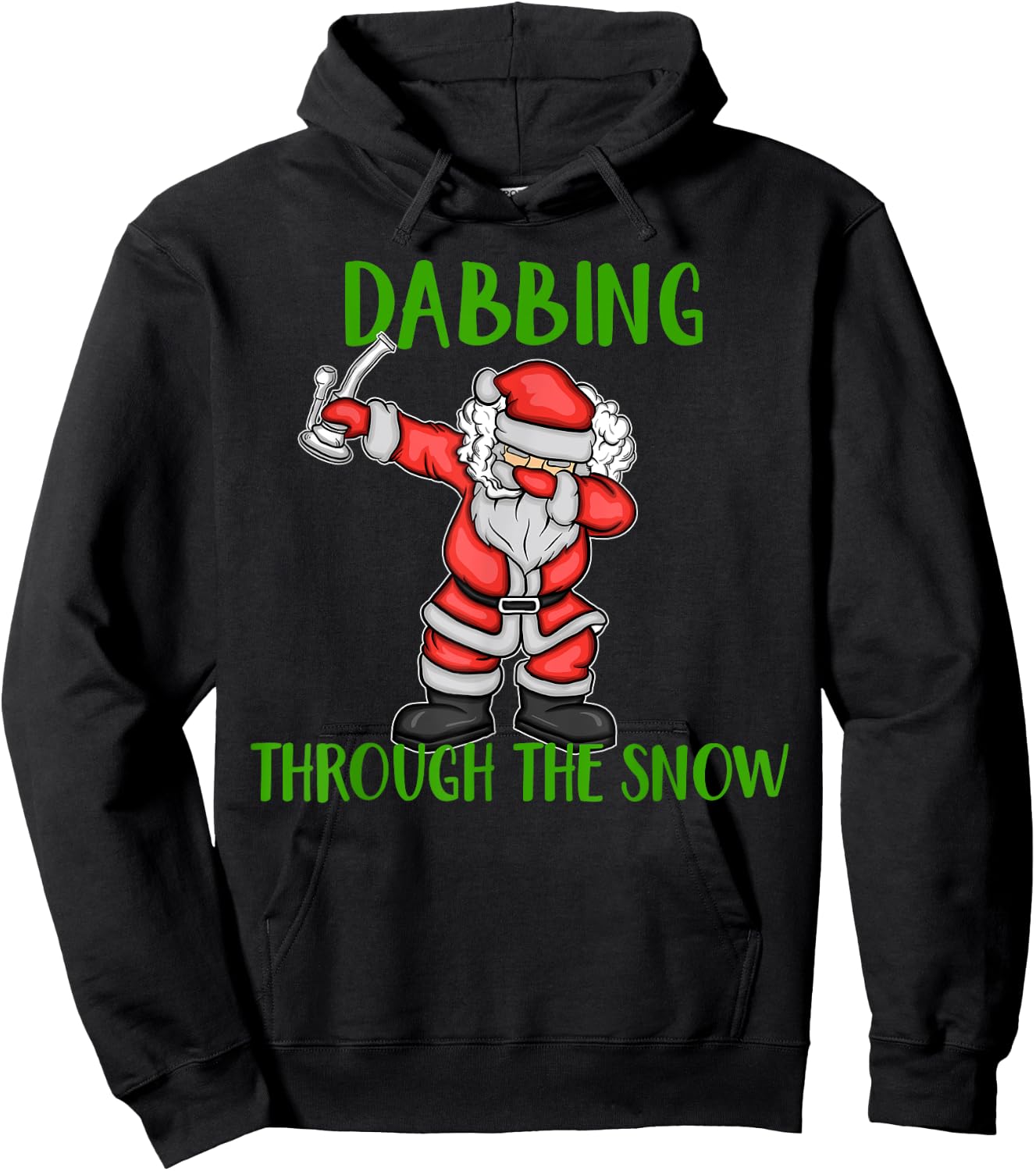 Dabbing Through The Snow Santa Marijuana Dab Rig Hoodie - Hoodie | Black