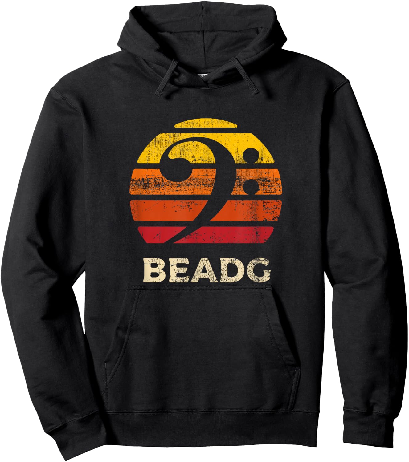 BEADG Vintage Bass Clef Sunset Bassist 5 String Player Gifts Hoodie - Hoodie | Black