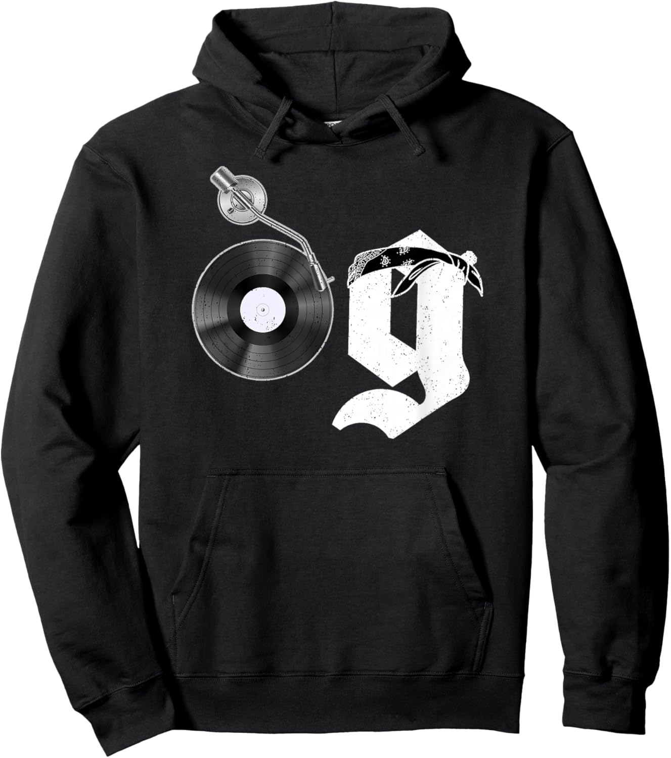 Old School OG Hip Hop Head Vinyl, CDs, Tapes 80s 90s Retro Hoodie - Hoodie | Black