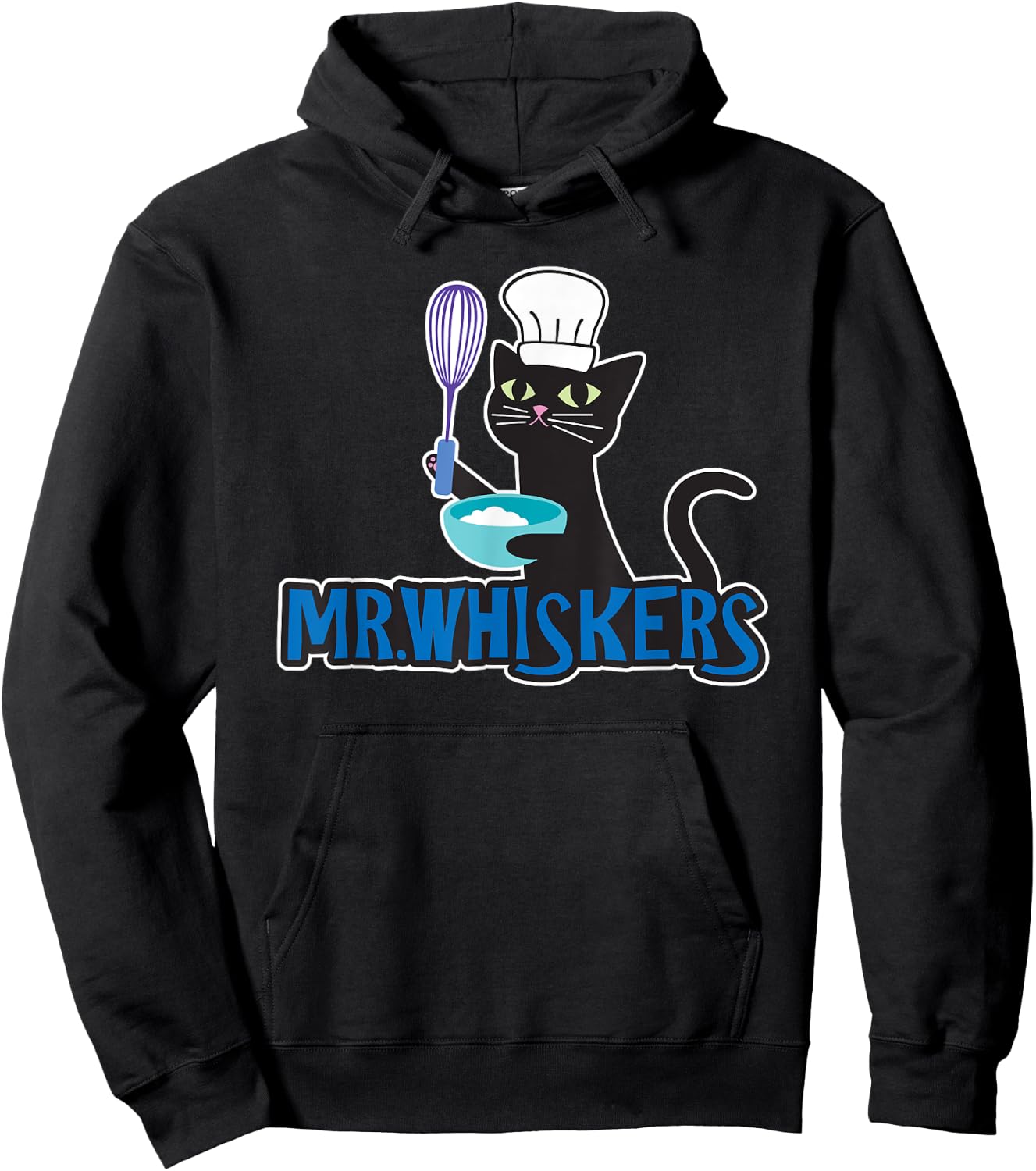Mr. Whiskers Cute Cartoon Chef Cat Hoodie - Hoodie | Black